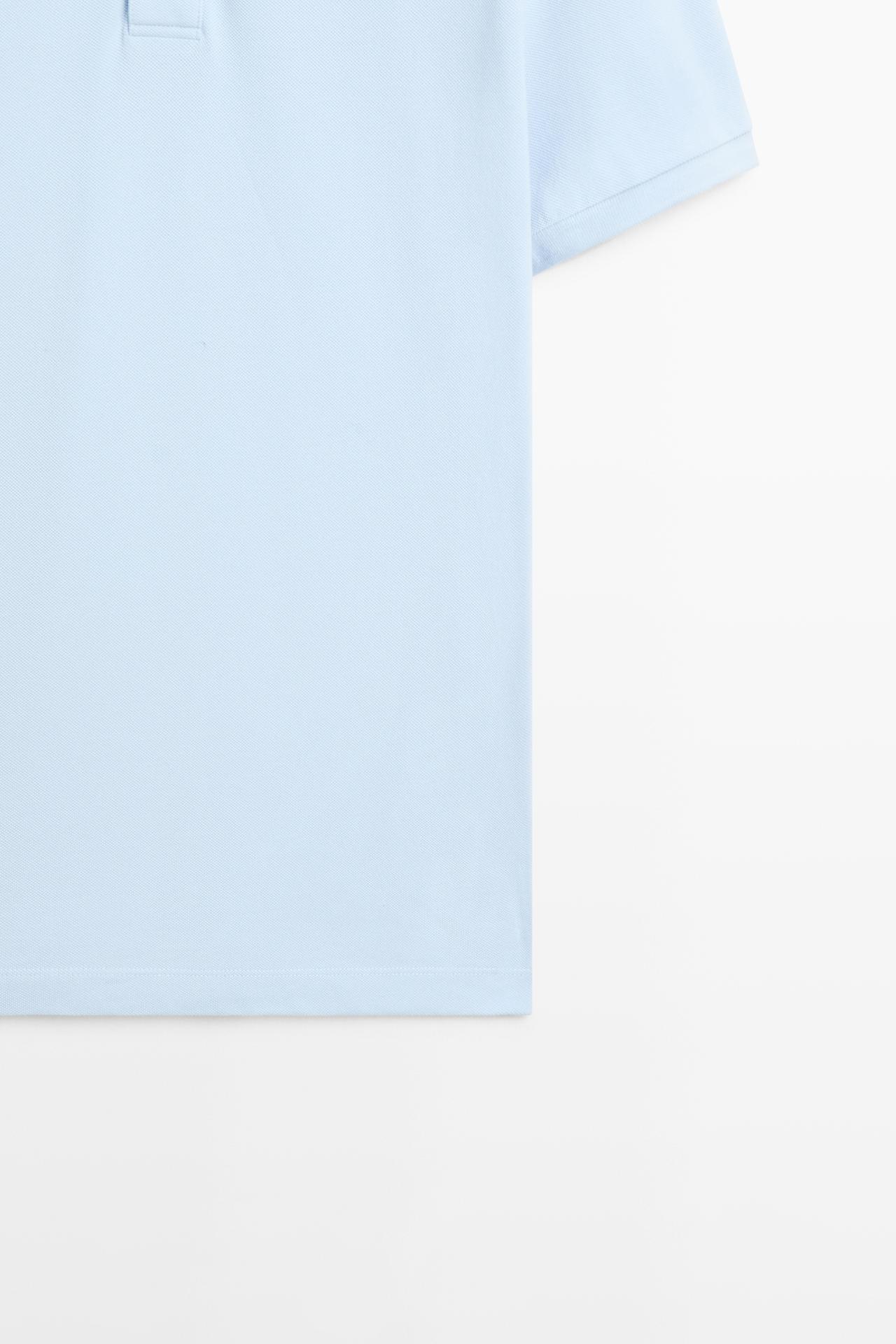 Micro-textured cotton piqué polo shirt — Light Blue