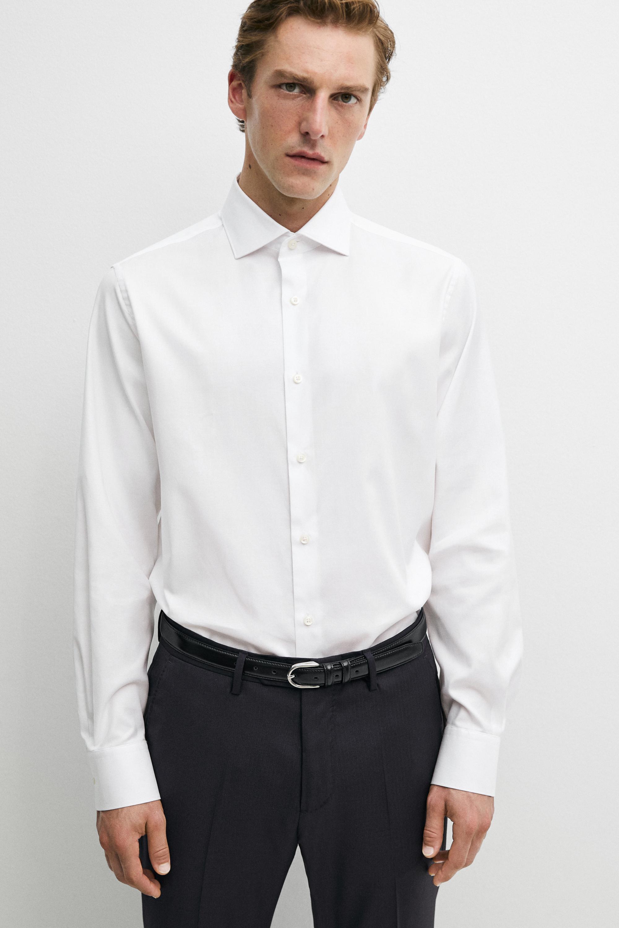 100% cotton regular fit shirt — WHITE