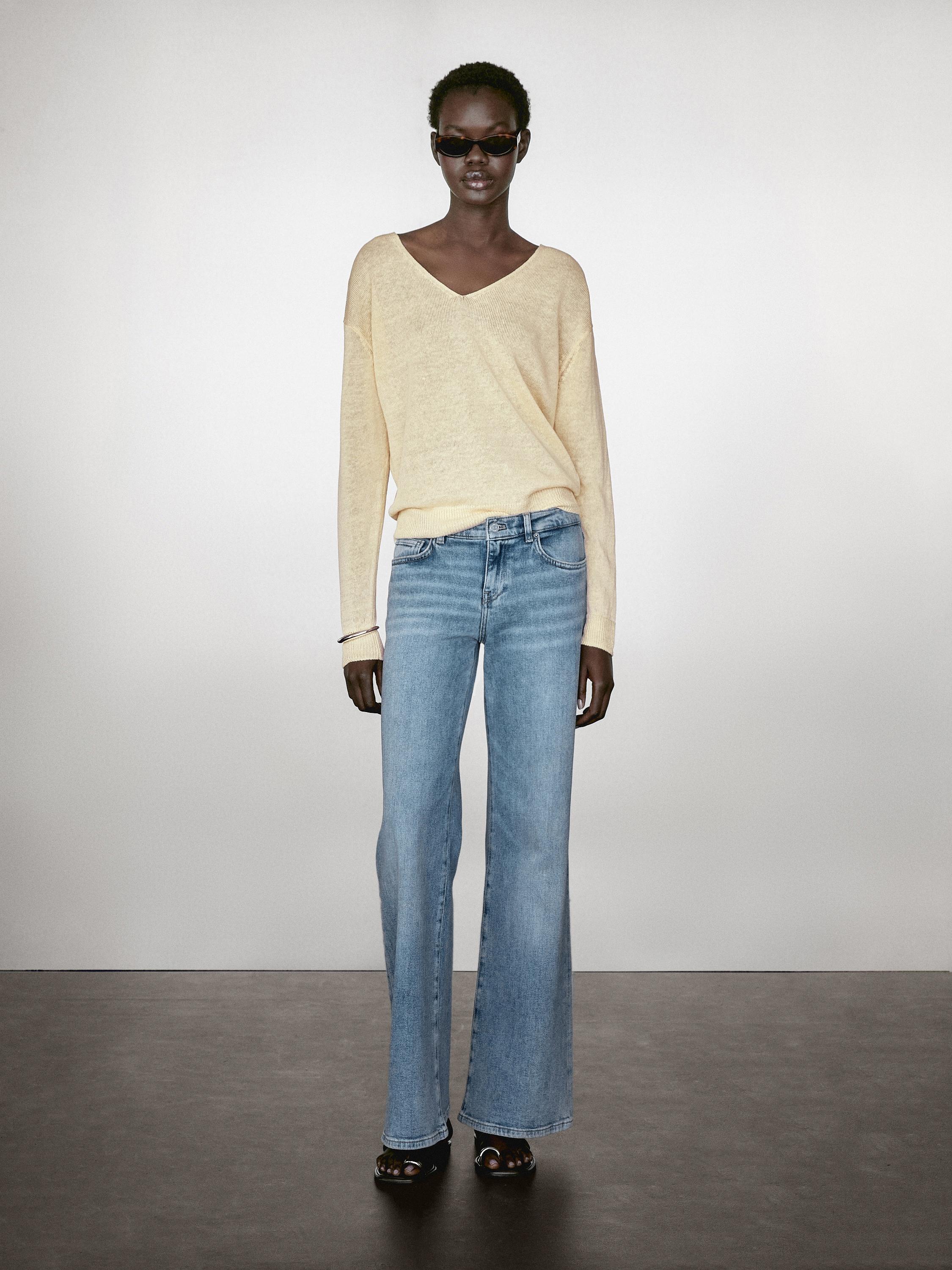 100% linen long sleeve knit sweater