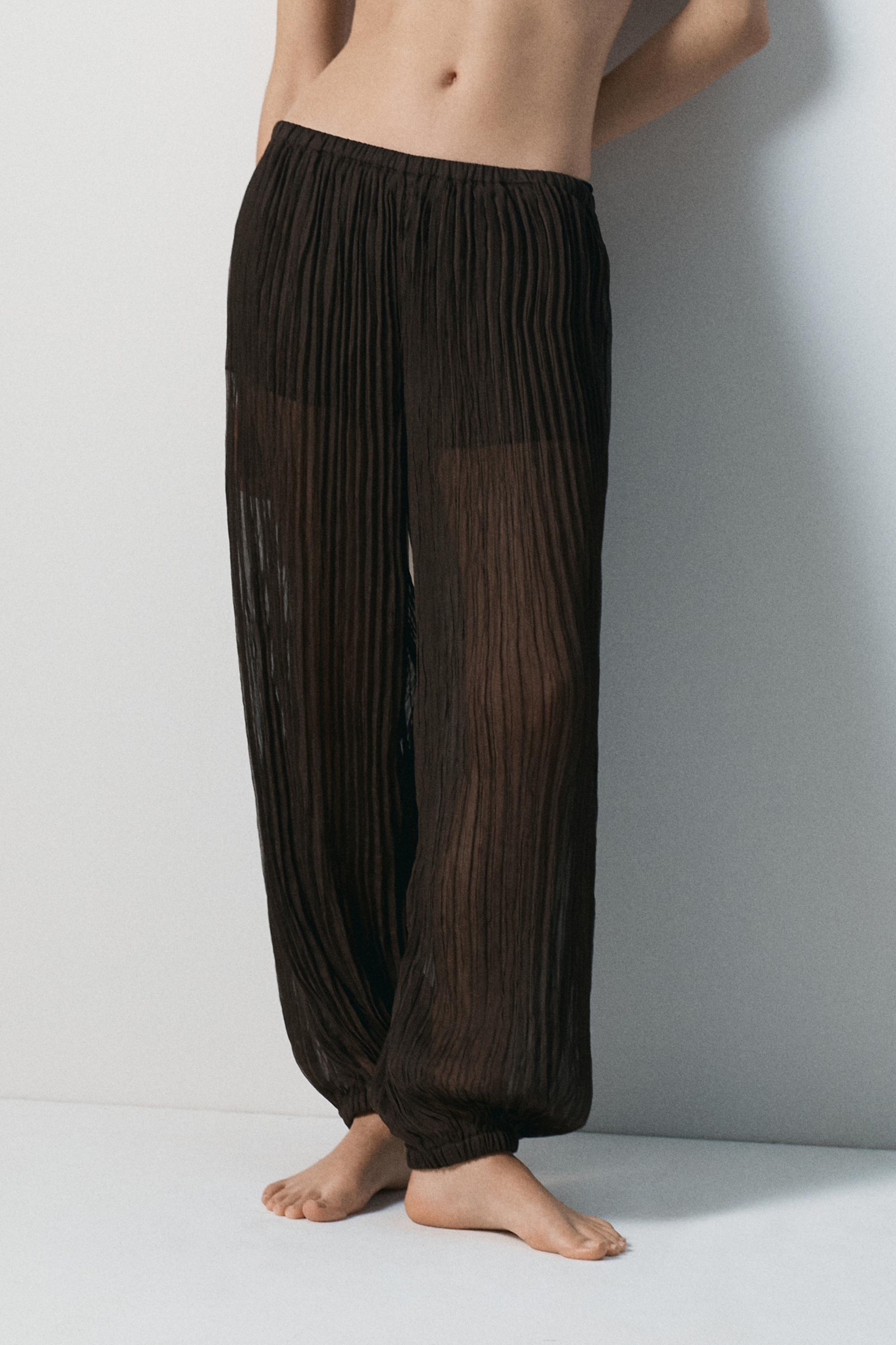 Sarouel trousers with pleated detail — BROWN