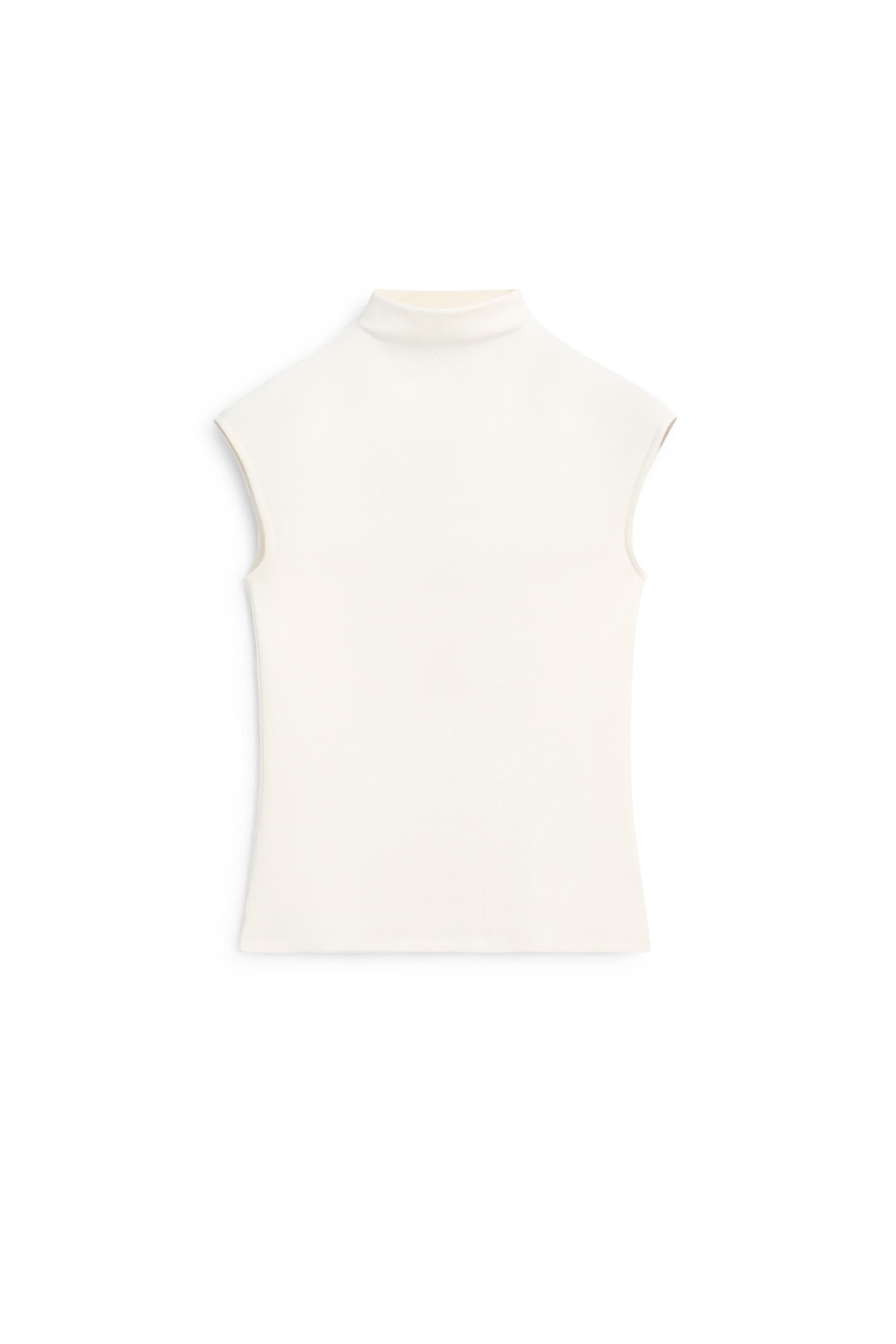 Funnel neck knit top — Off white
