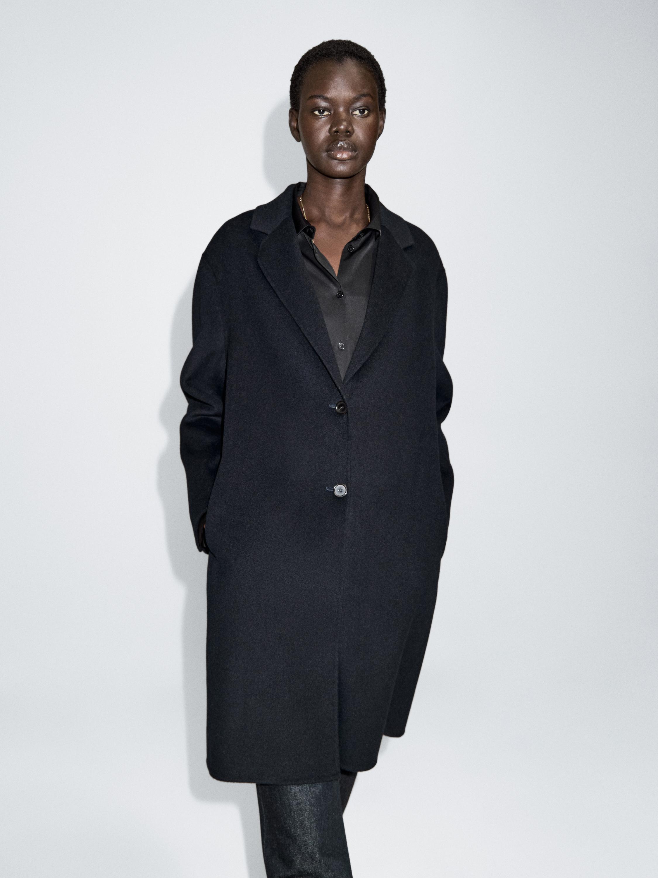 Long two-button wool blend coat