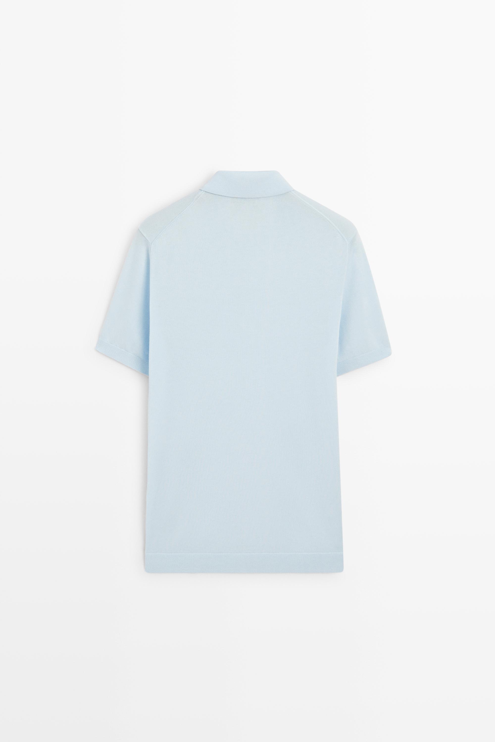 100% Cotton Knit Polo Shirt — Light Blue