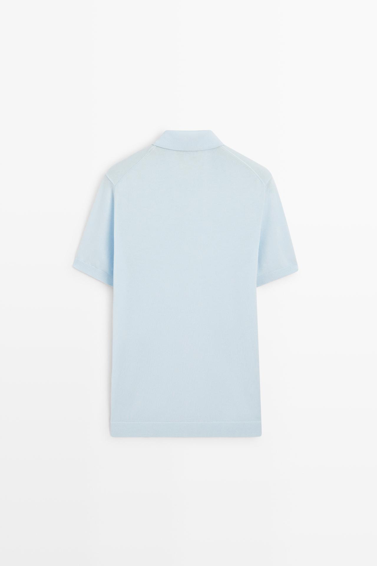 100% Cotton Knit Polo Shirt — Light Blue