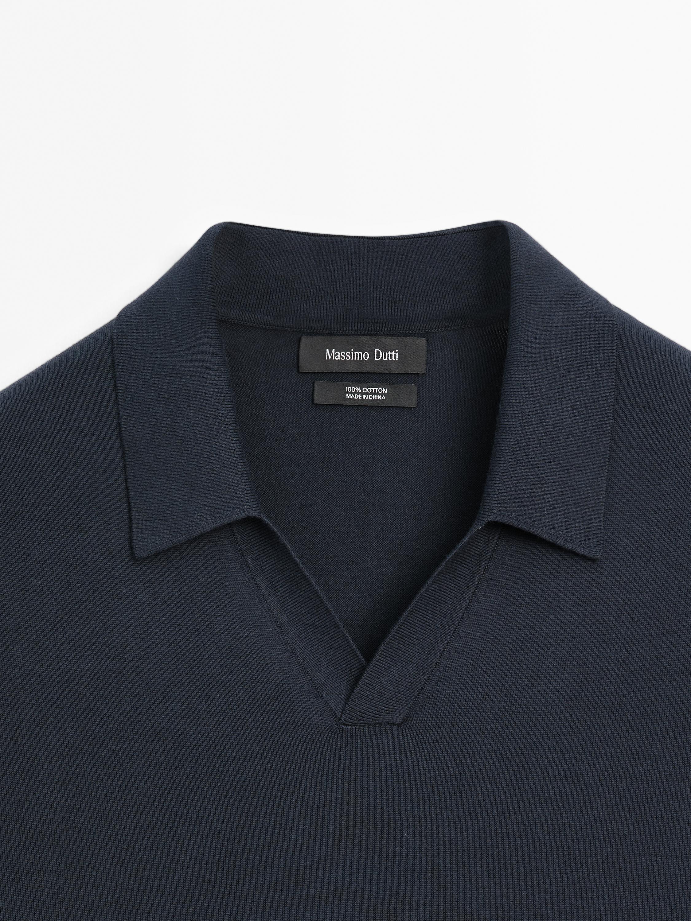 Short sleeve cotton knit polo shirt