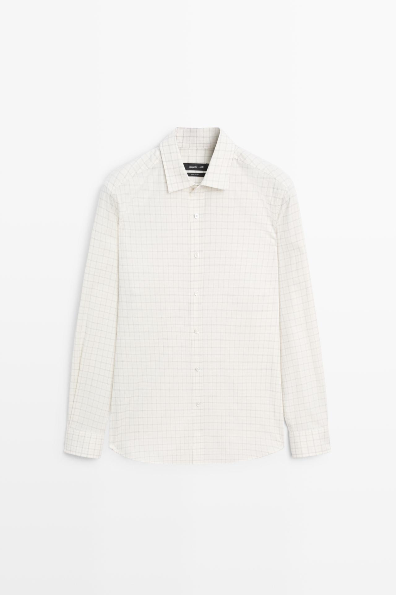 100% Cotton Regular Fit Check Shirt — Ecru