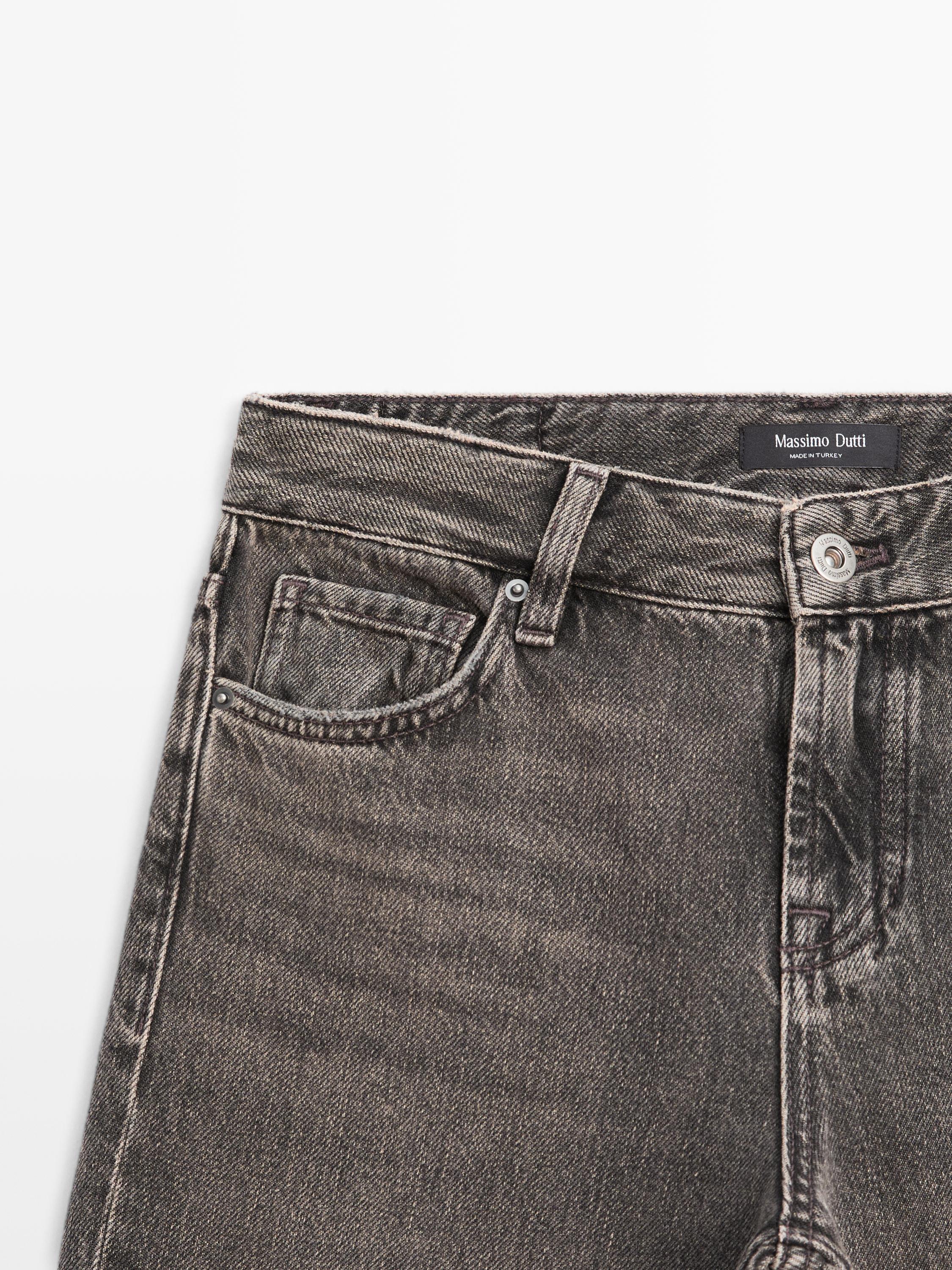 Straight-leg low-rise jeans — NATURAL GREY