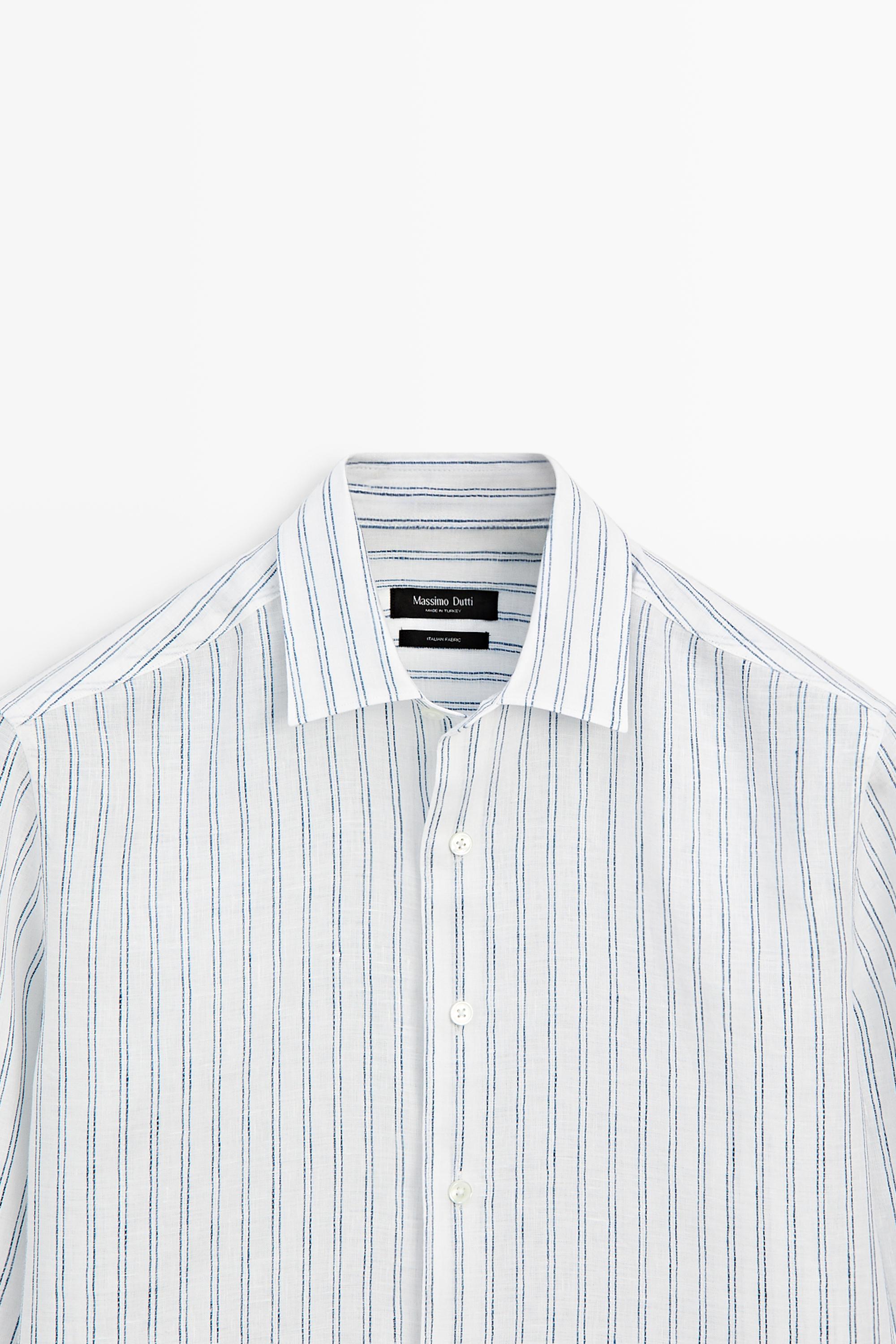 100% linen regular fit shirt — TURQUOISE