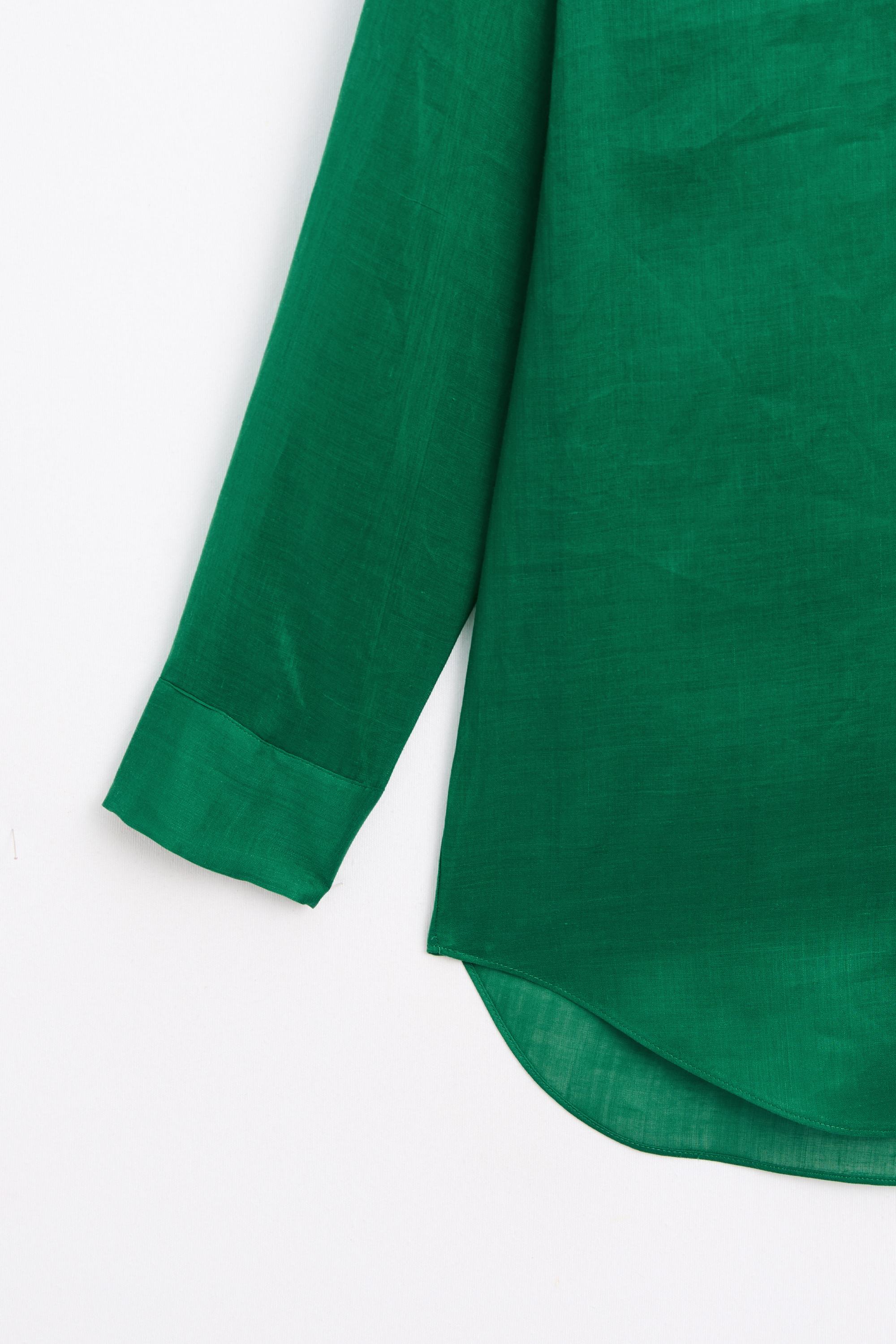 100% ramie flowing long shirt — GREEN