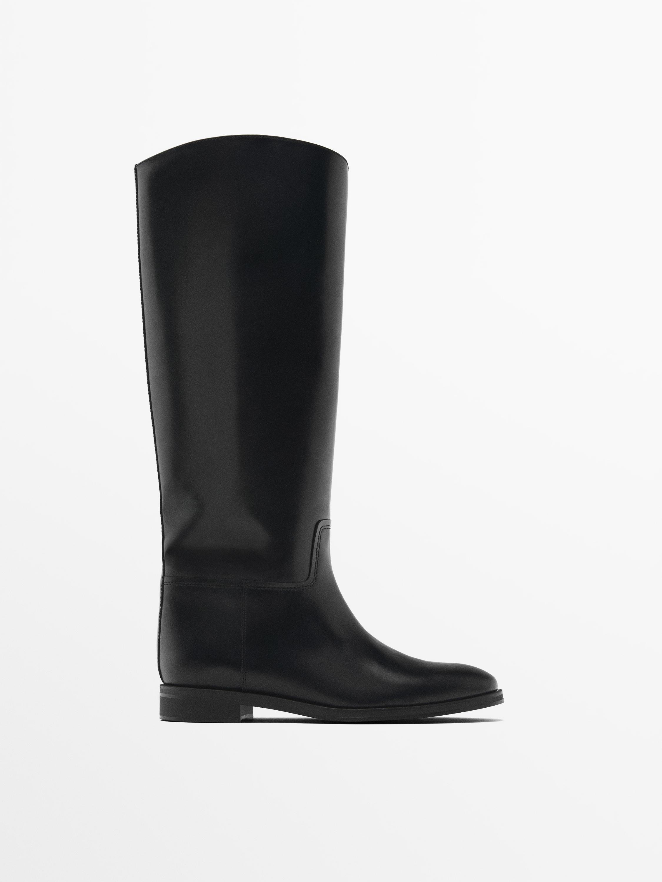 Black leather riding style boots online