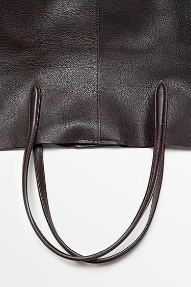 Medium nappa leather tote bag — BROWN 9