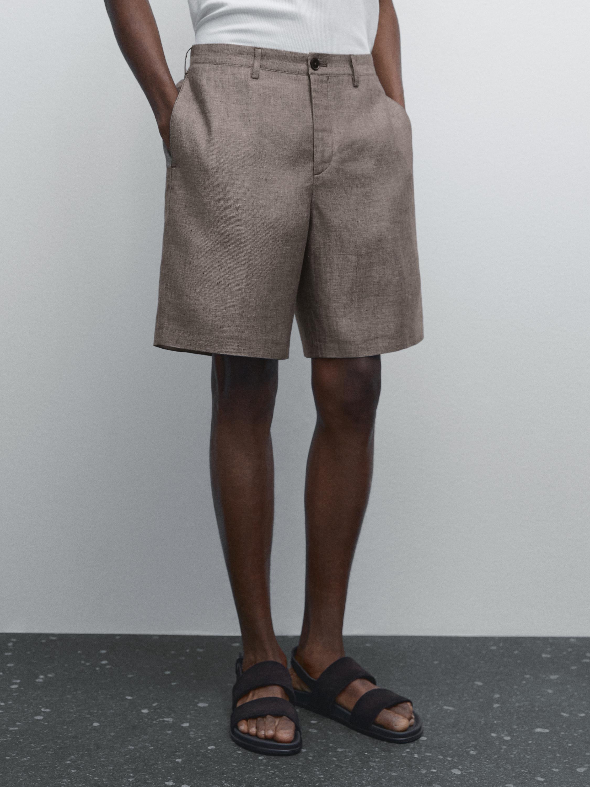 100% linen Bermuda shorts