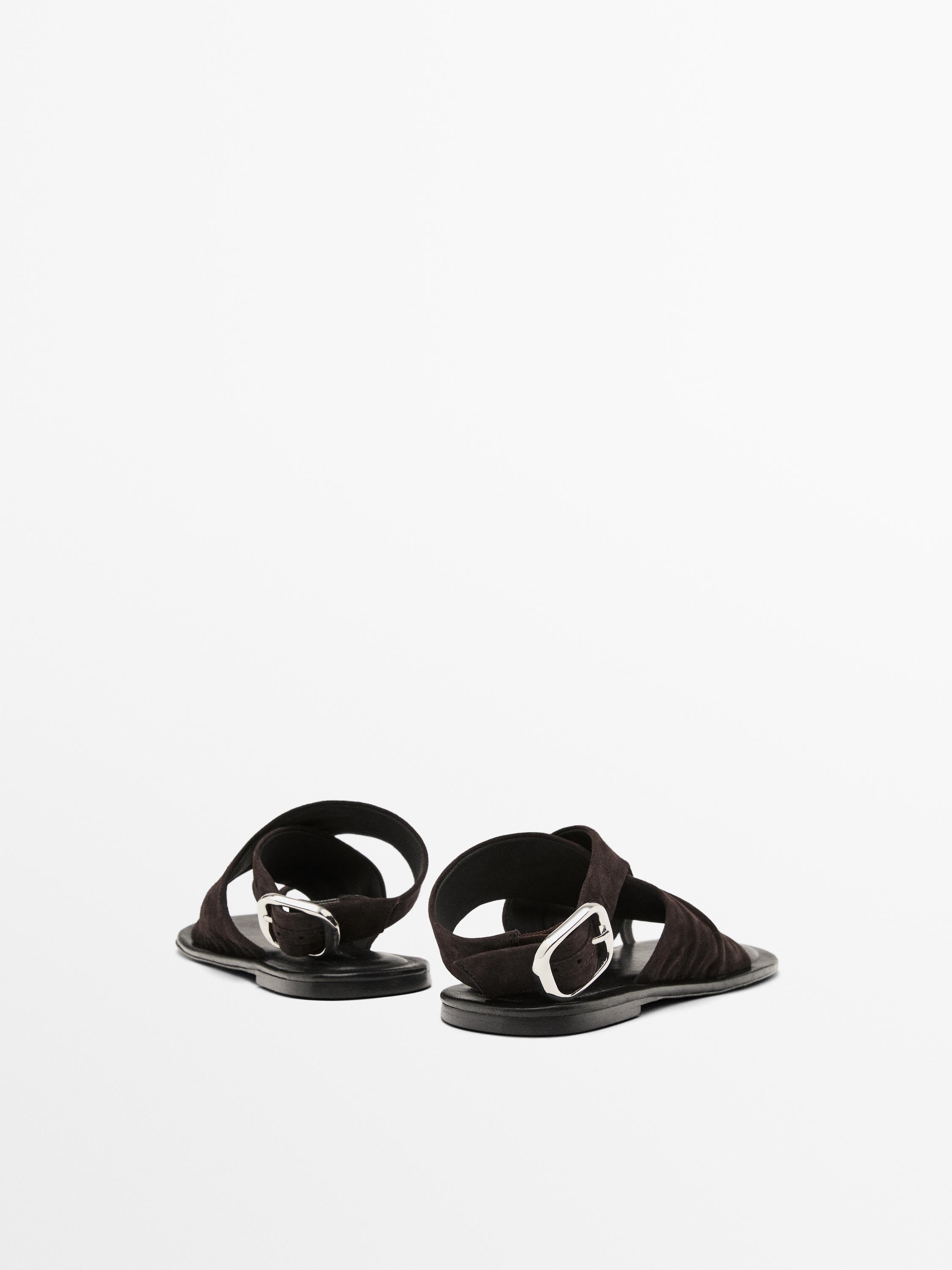Suede crossover sandals