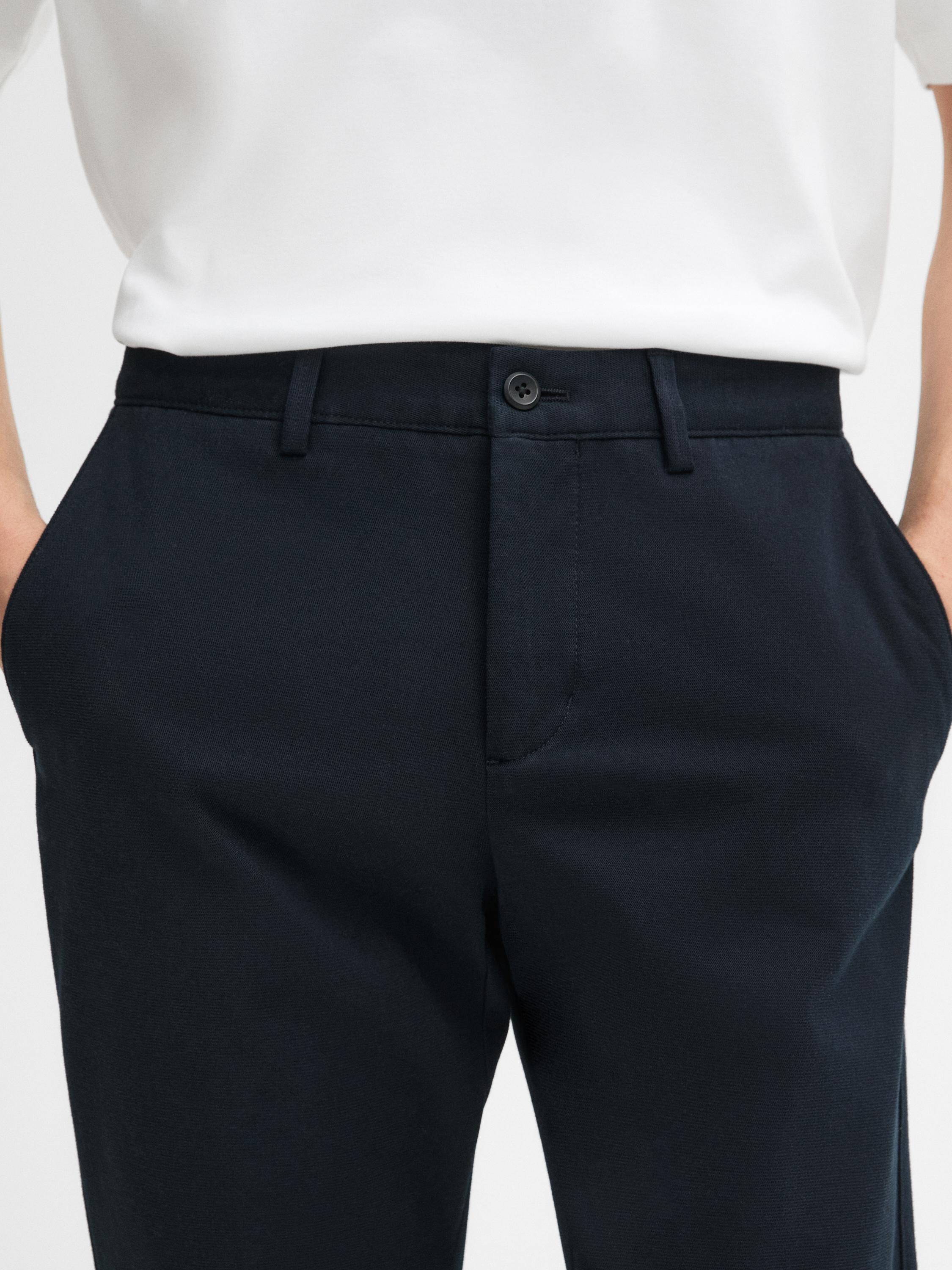 Cotton blend slim fit trousers