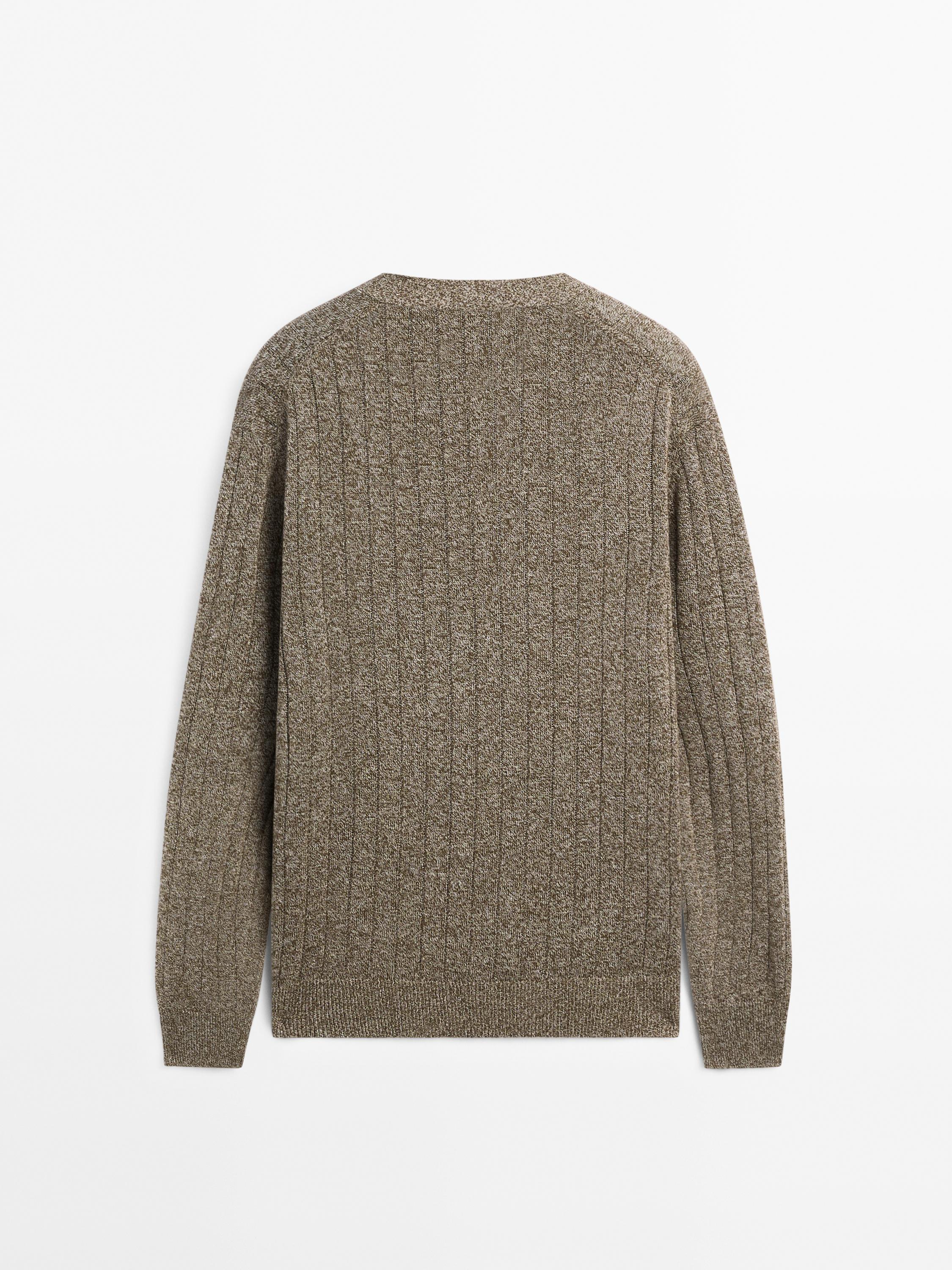 Ribbed cotton and linen blend cardigan