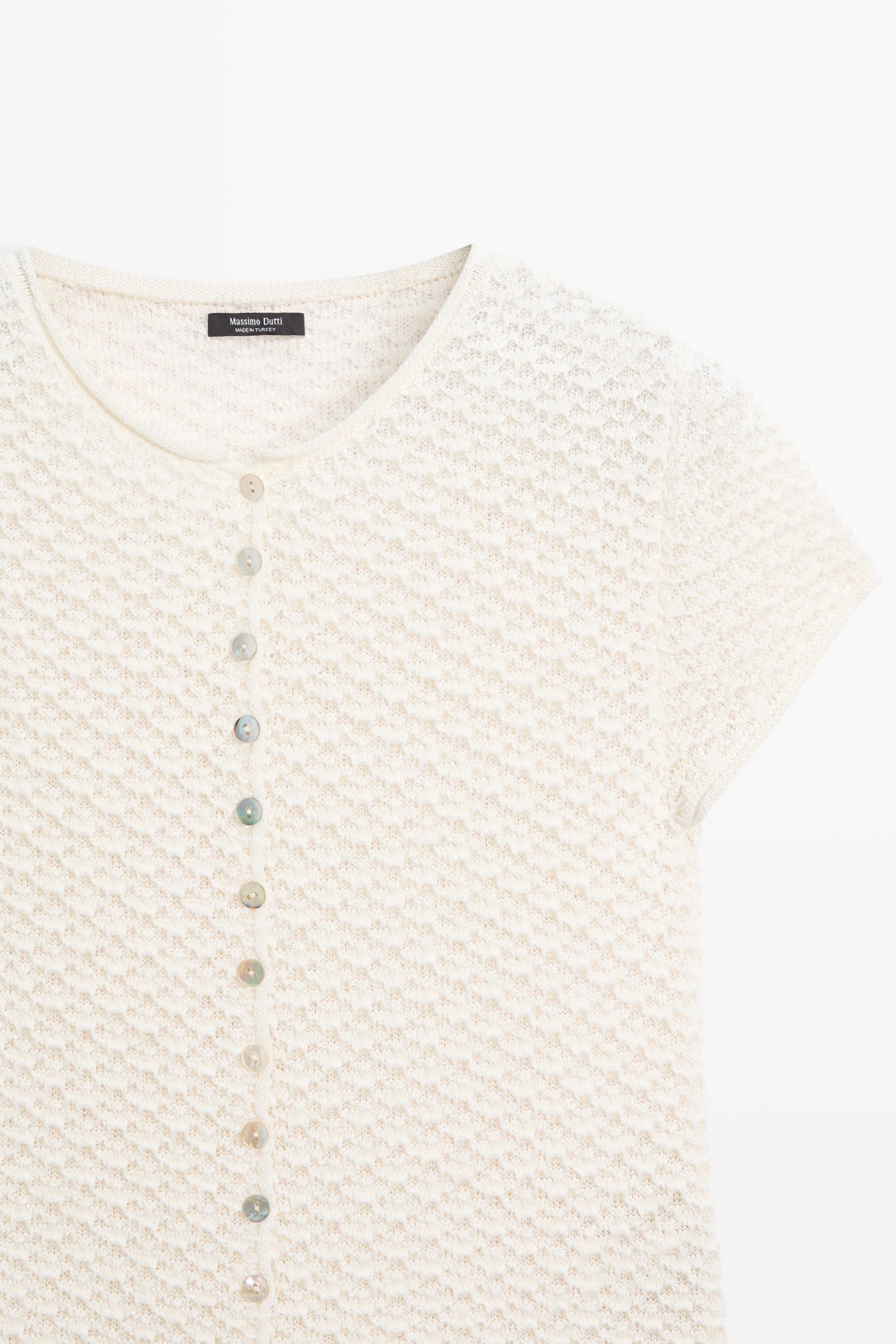 Crochet knit cardigan — CREAM