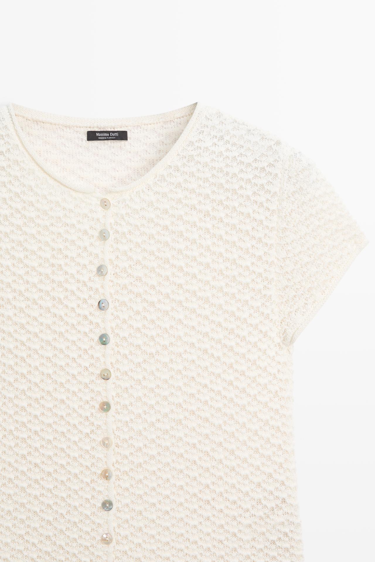 Crochet knit cardigan — CREAM