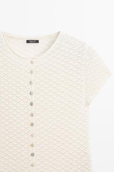 Crochet knit cardigan — CREAM 9