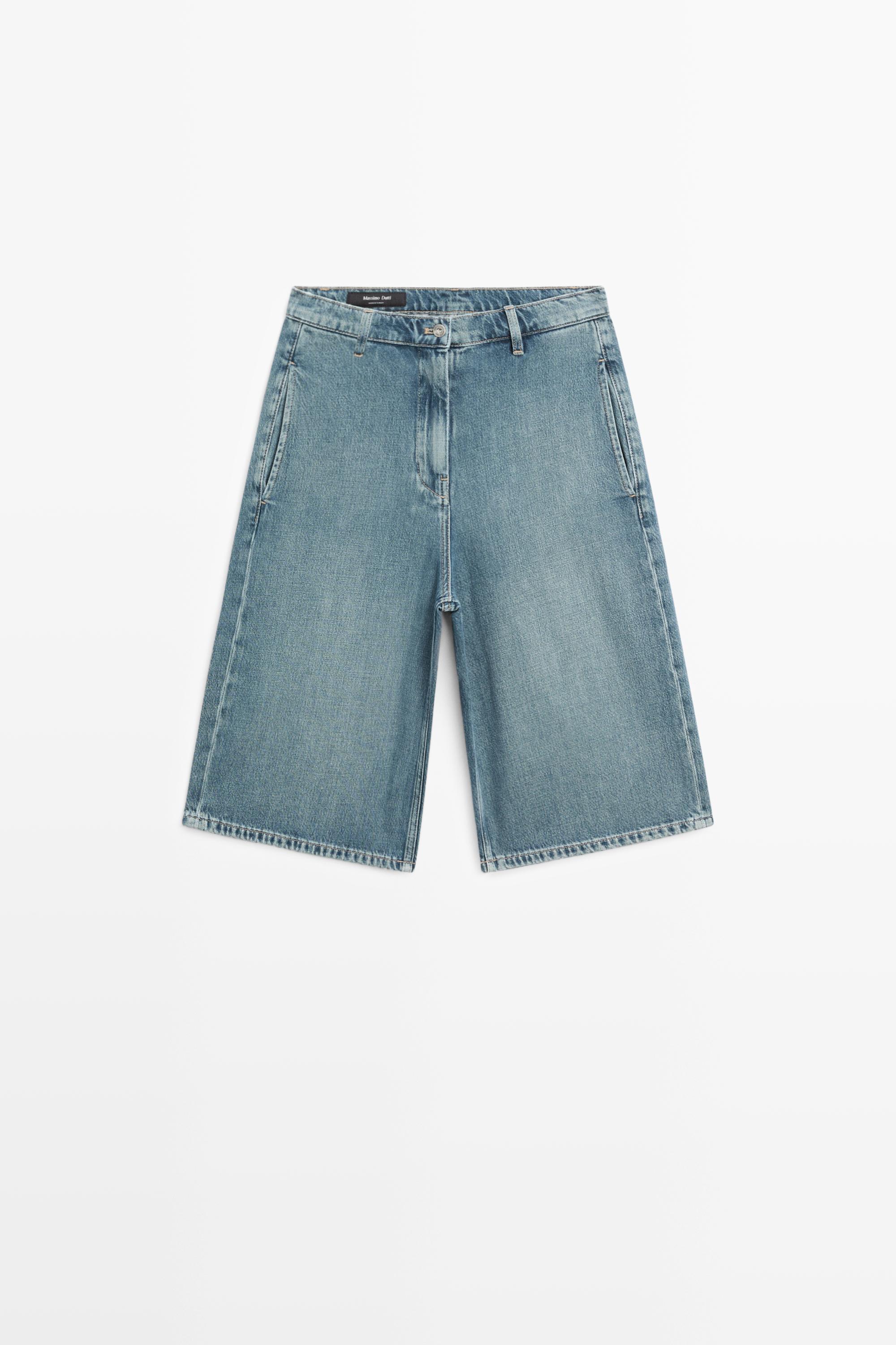 Long denim Bermuda shorts