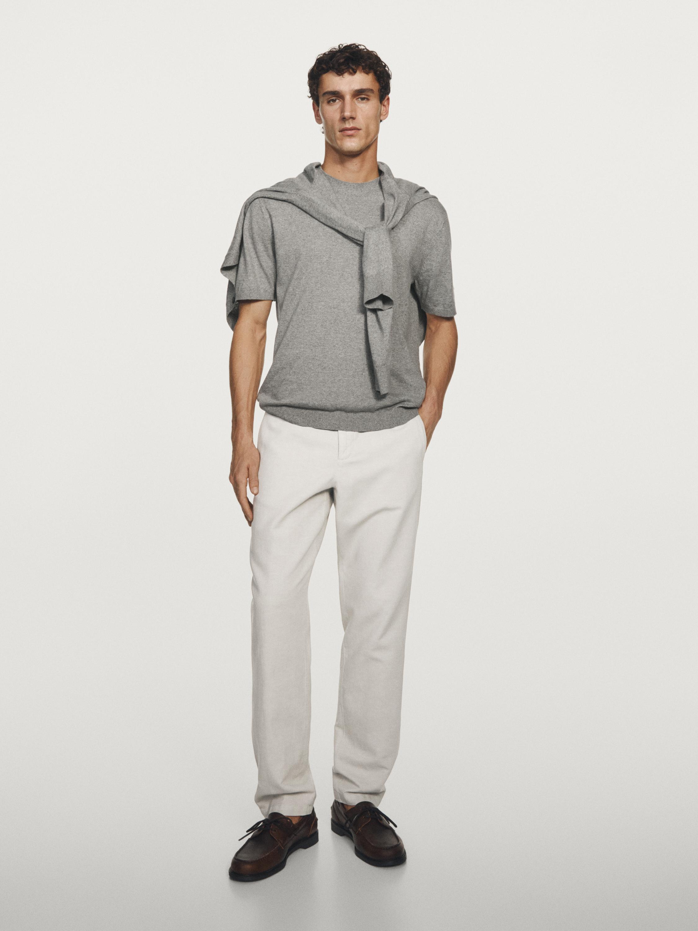 تيشرت محاك ممتزج بأكمام قصيرة