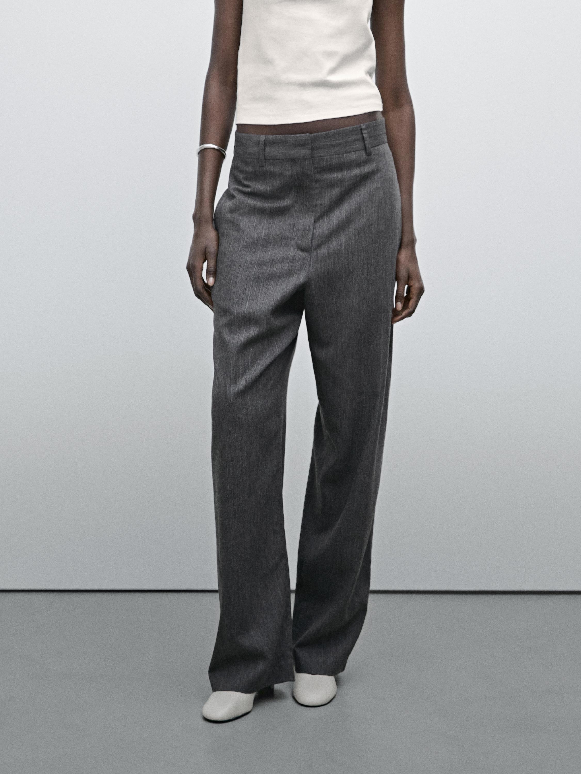 Striped straight-leg trousers