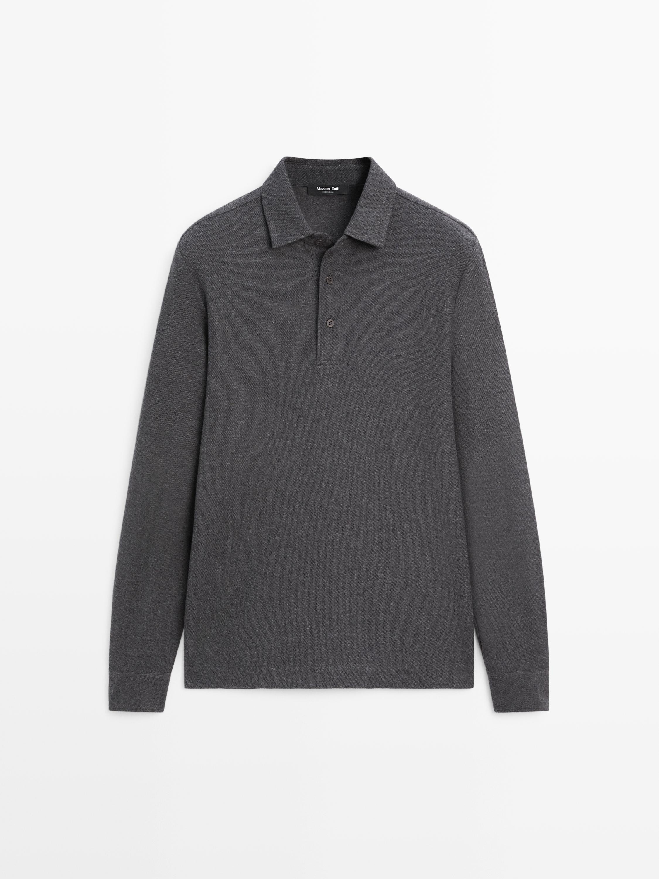 Polo estructura piqué manga larga
