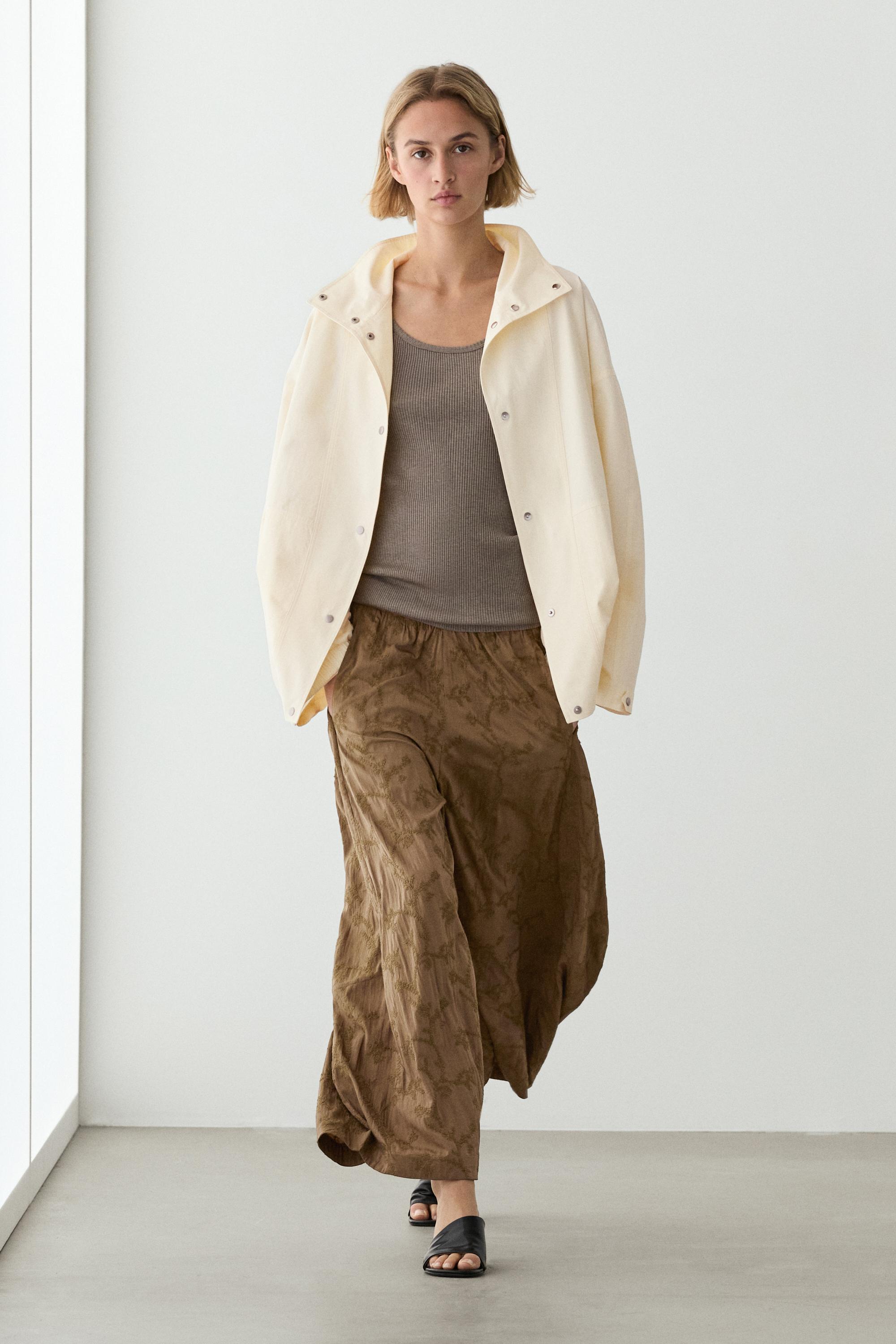 Oversize bomber jacket with snap buttons — CREAM