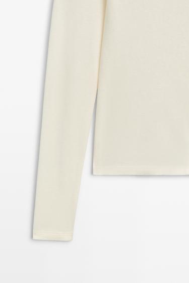 Cotton blend T-shirt with button detail — CREAM 7