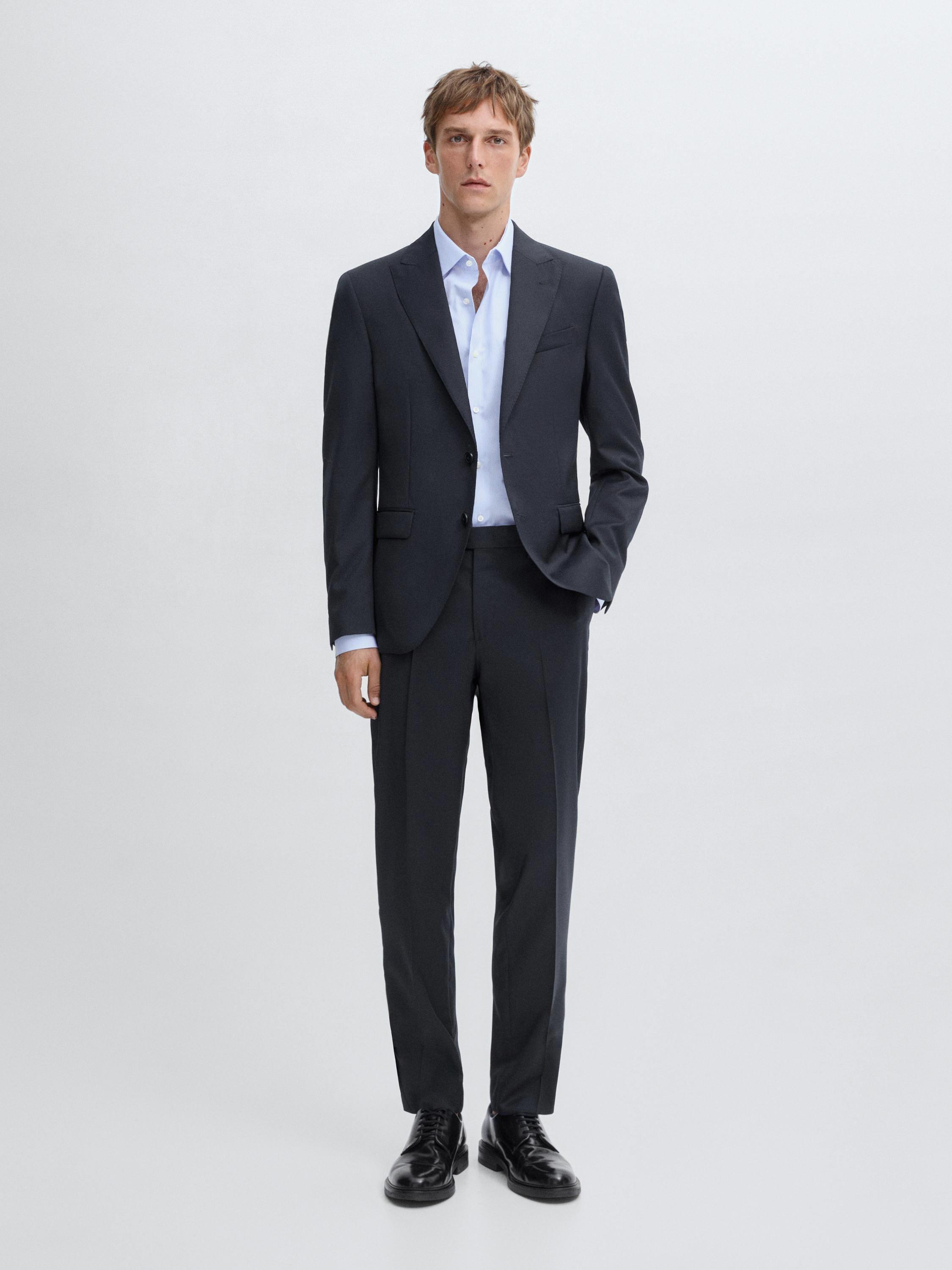 Plain wool suit pants