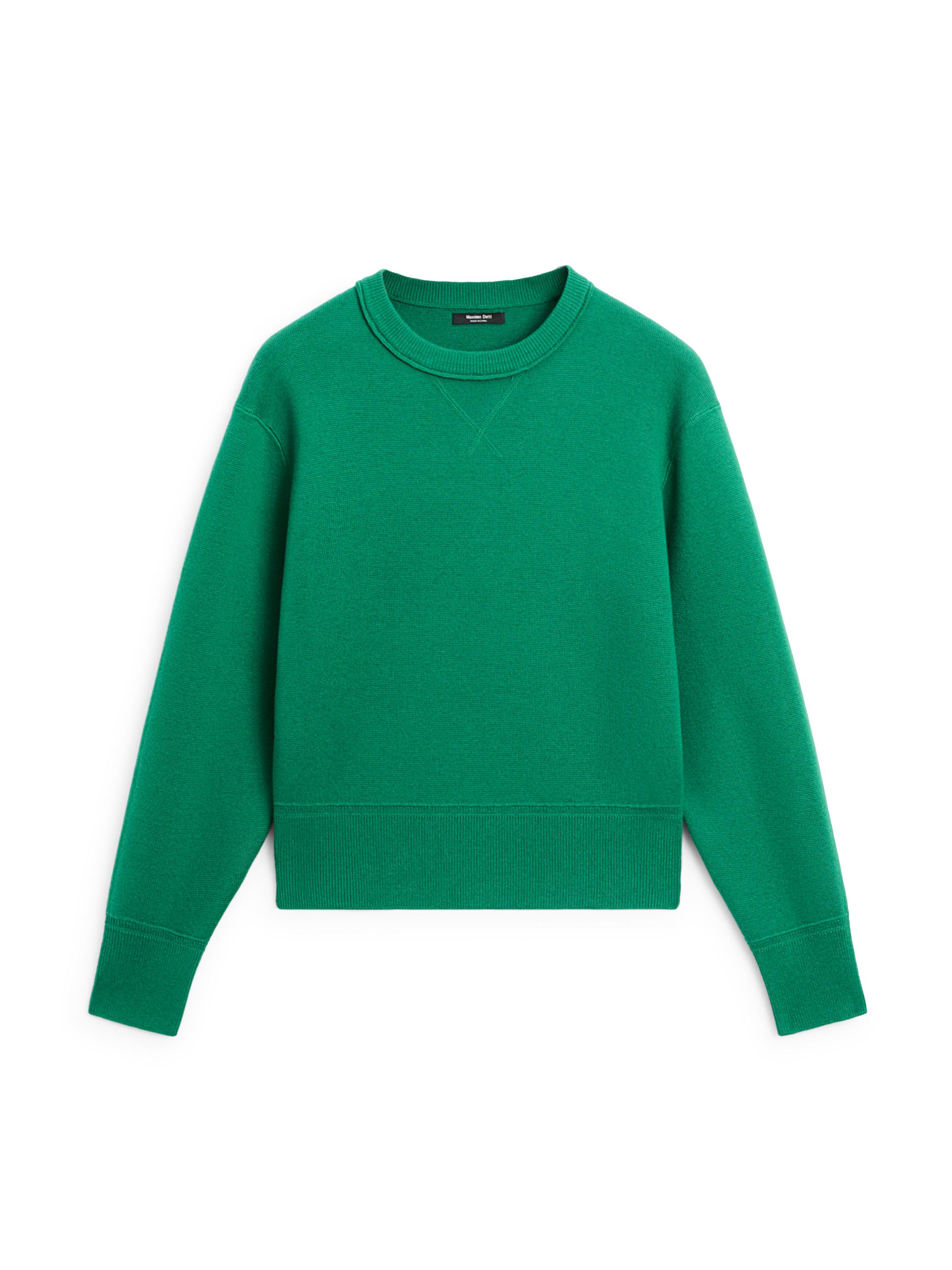 Cotton blend knit sweater — Green billiard