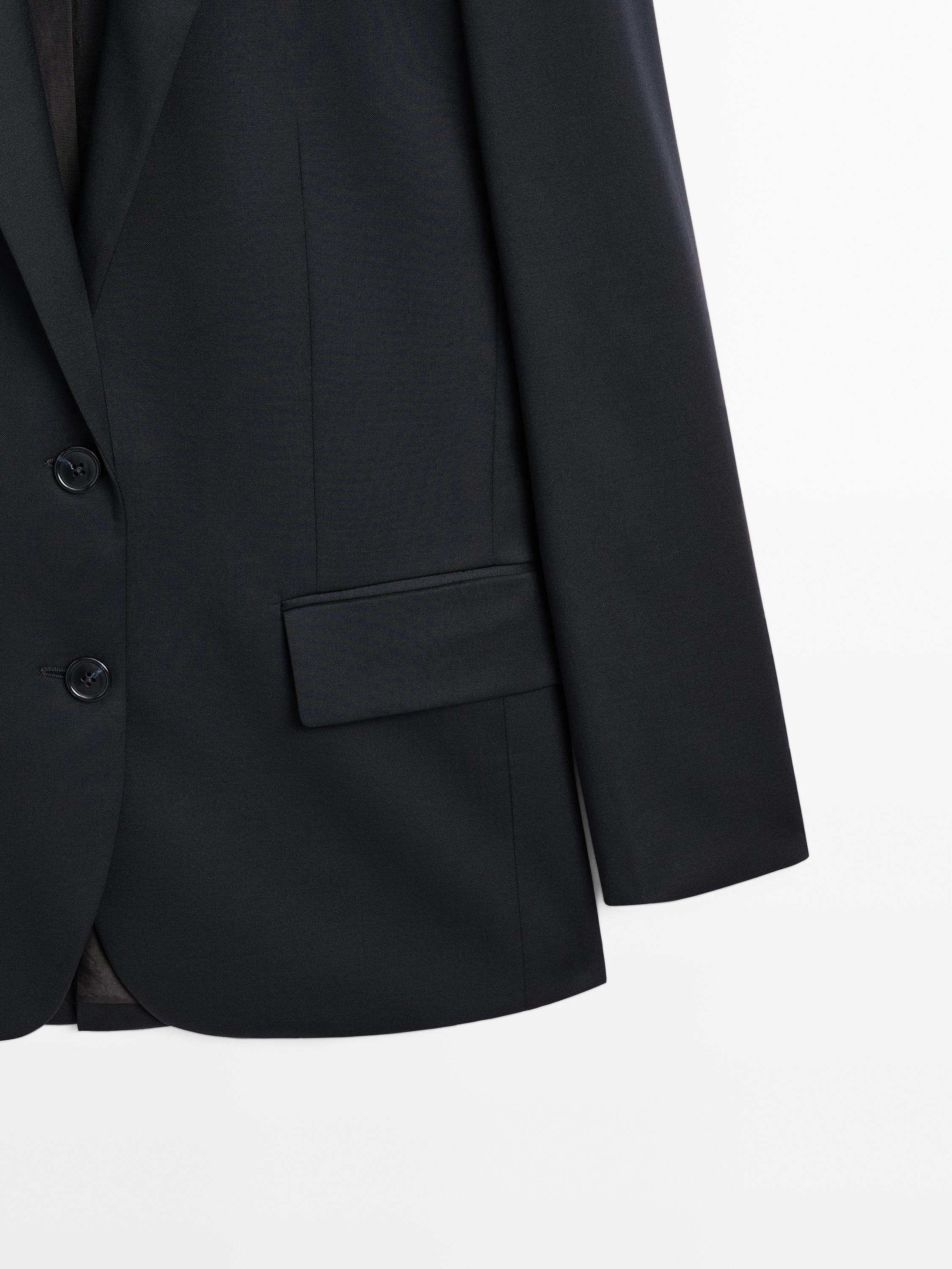 100% extra fine wool two-button blazer — NAVY BLUE