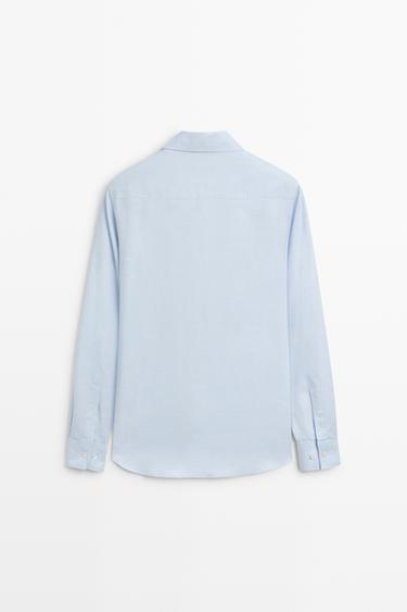 Regular fit cotton blend shirt — Sky blue 6