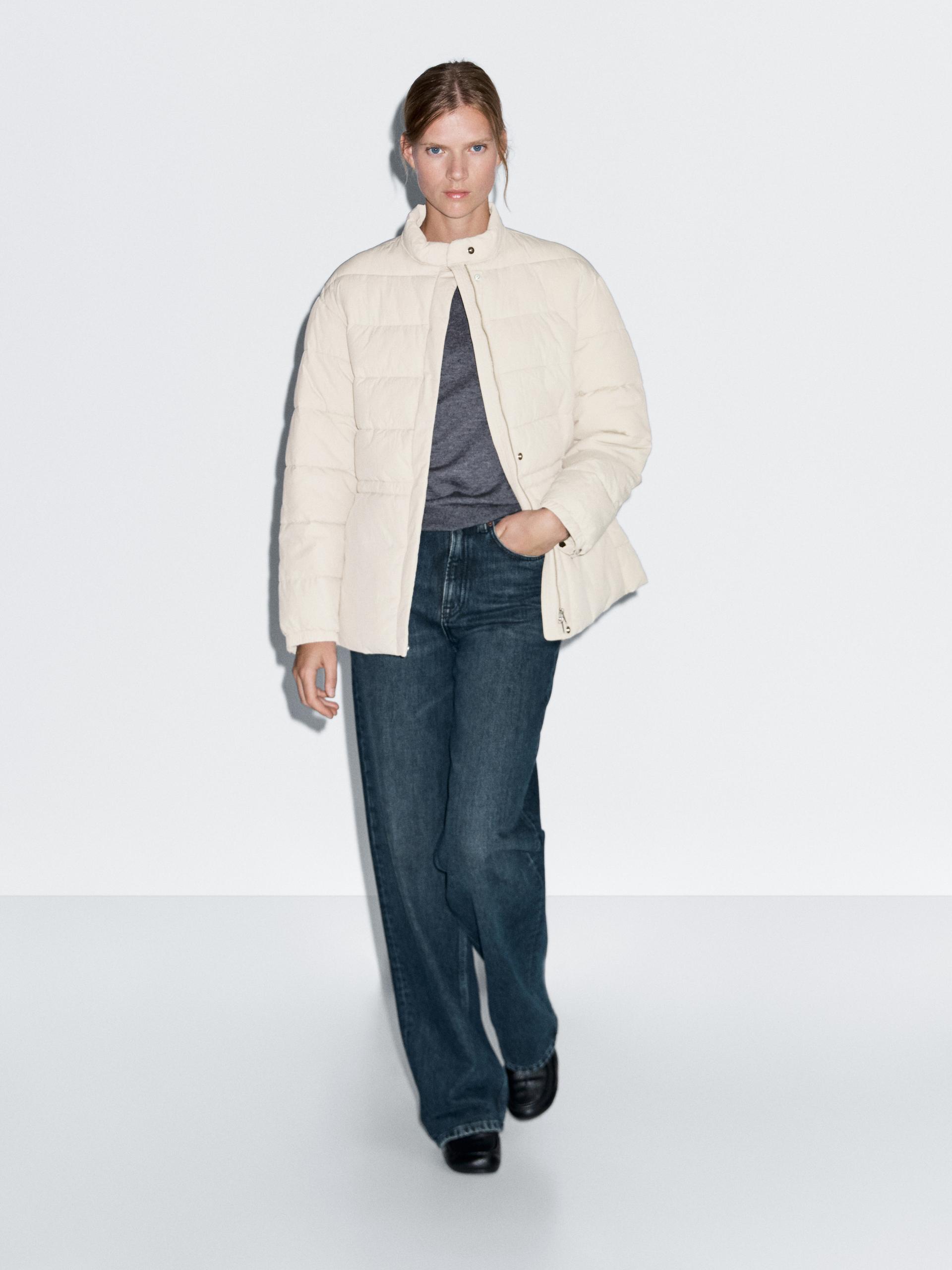 Giacca Imbottita Con Collo Alla Coreana - Beige - S - Massimo Dutti - Femminile