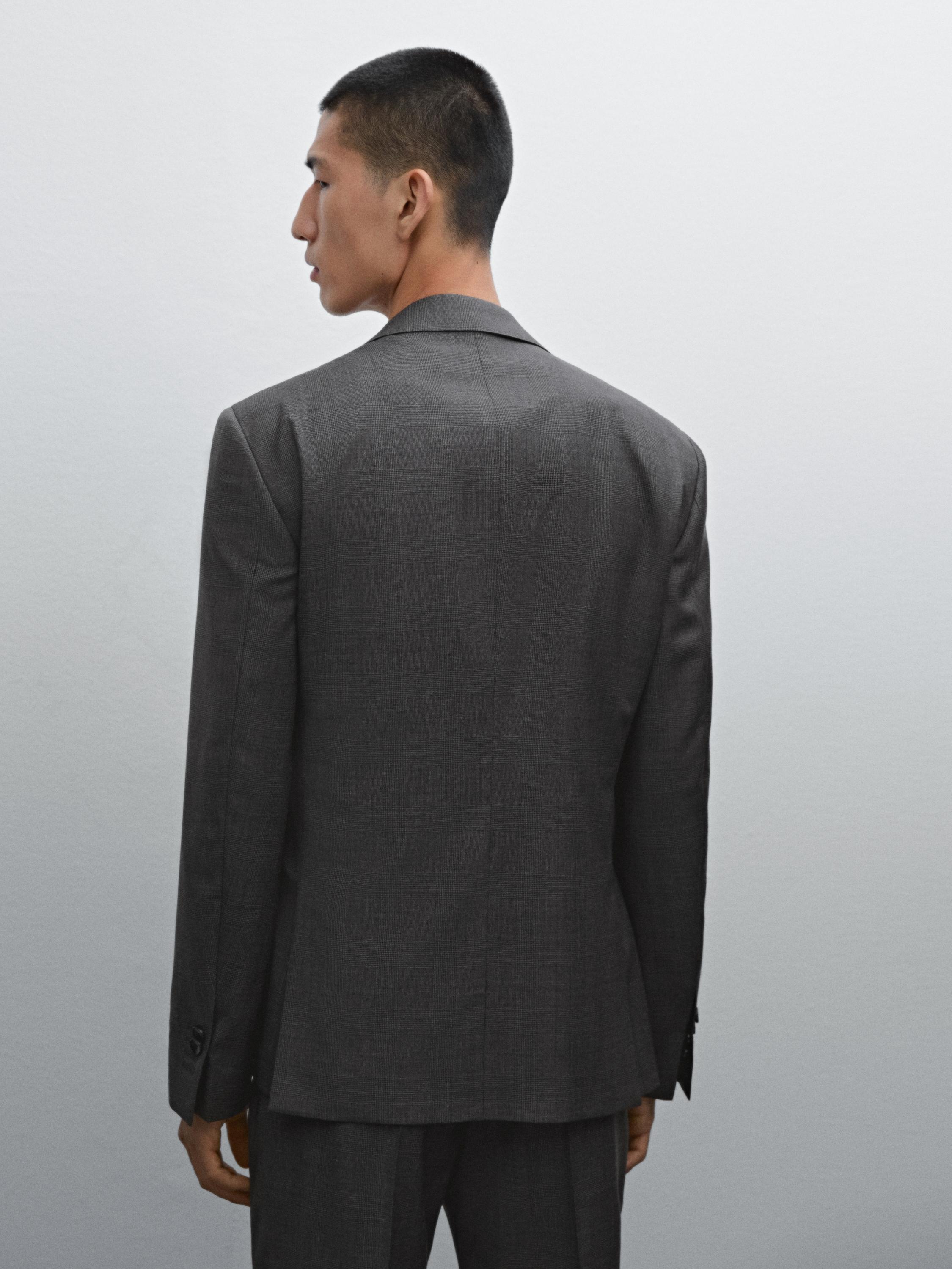 100% wool check suit blazer