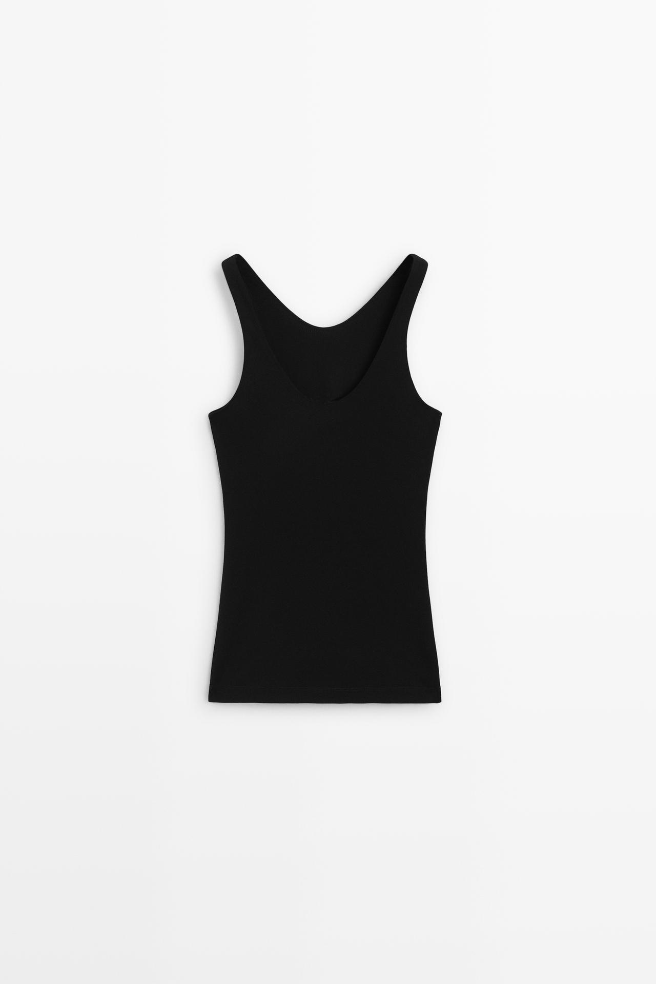 Round neck camisole top — BLACK