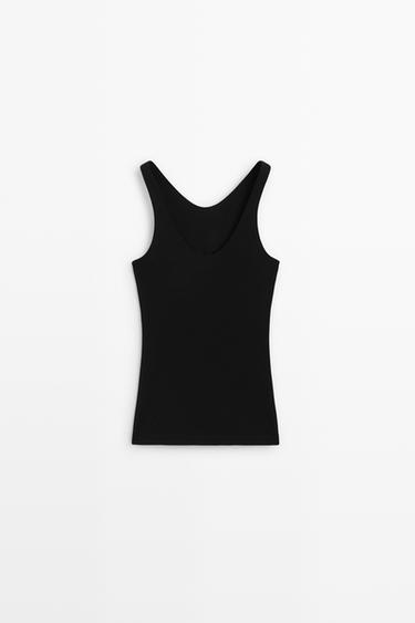 Round neck camisole top — BLACK 3