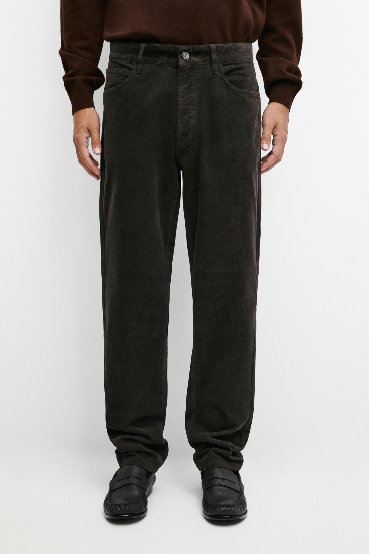 Corduroy tapered fit pants — DARK GREY