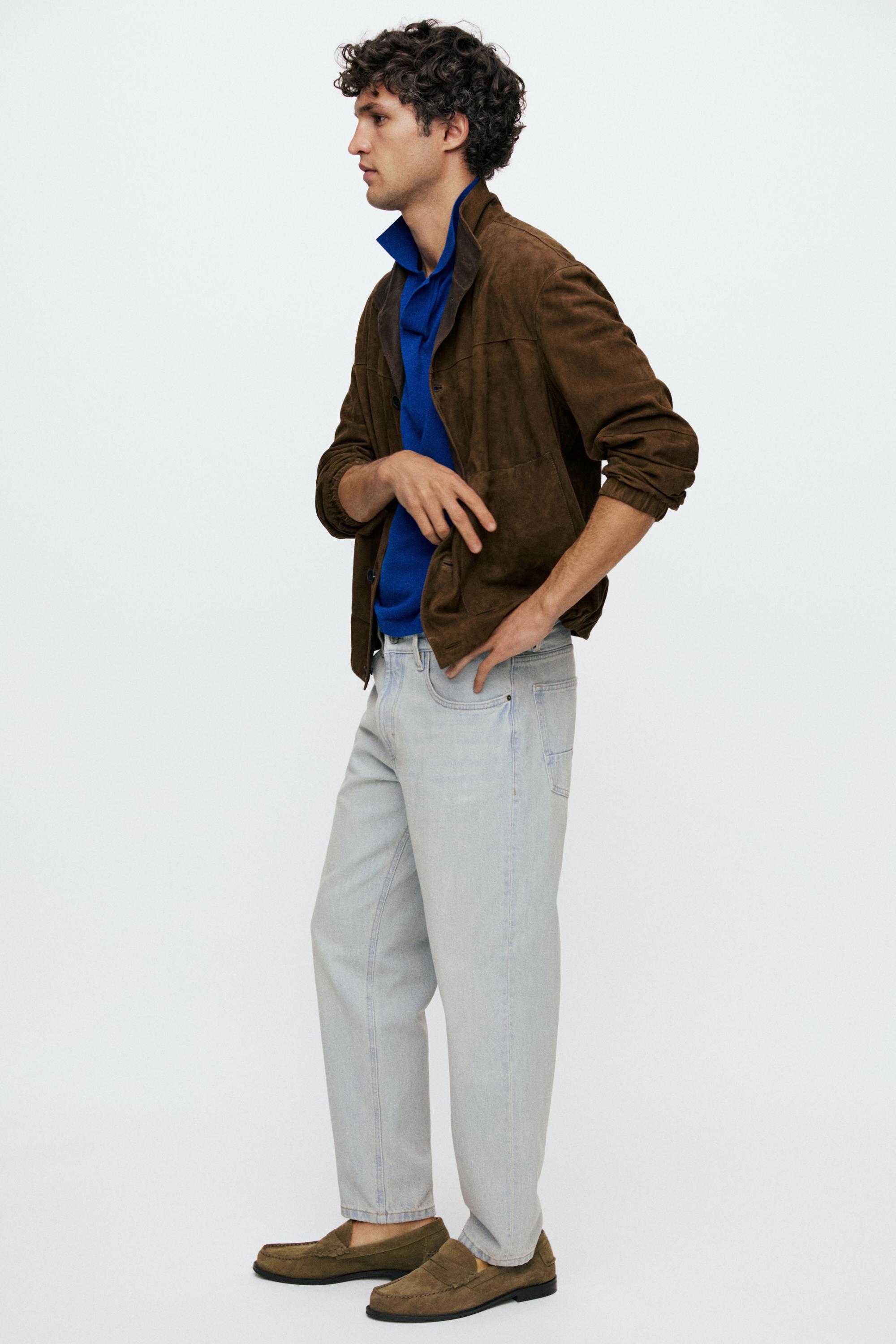 Suede leather jacket — Tobacco brown