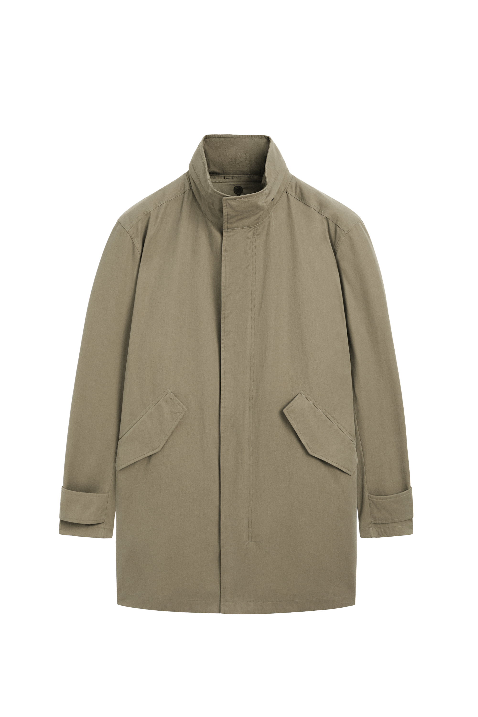 Massimo Dutti %100 Pamuklu dik yaka uzun parka görsel 4