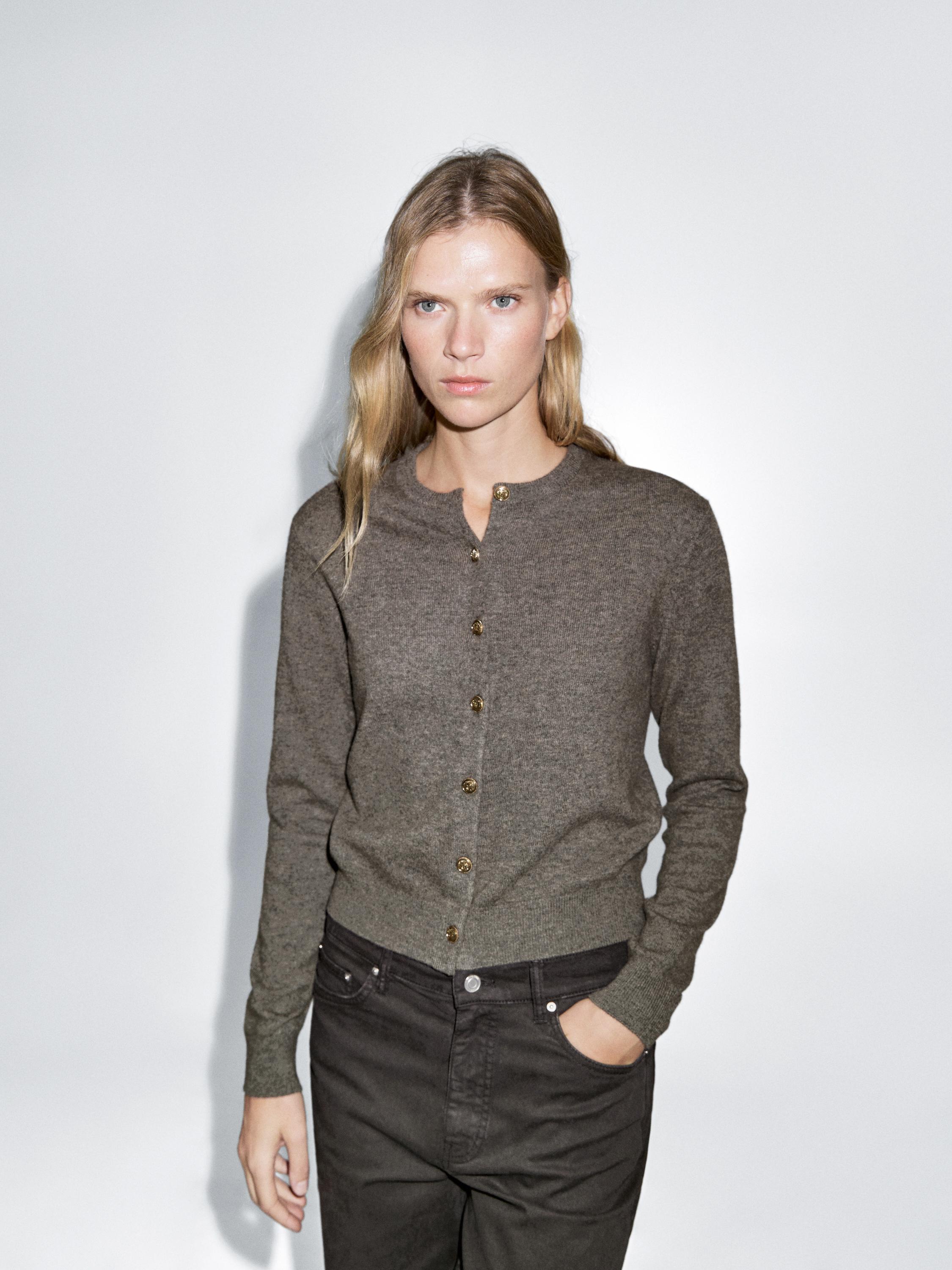 100% wool cardigan with gold buttons