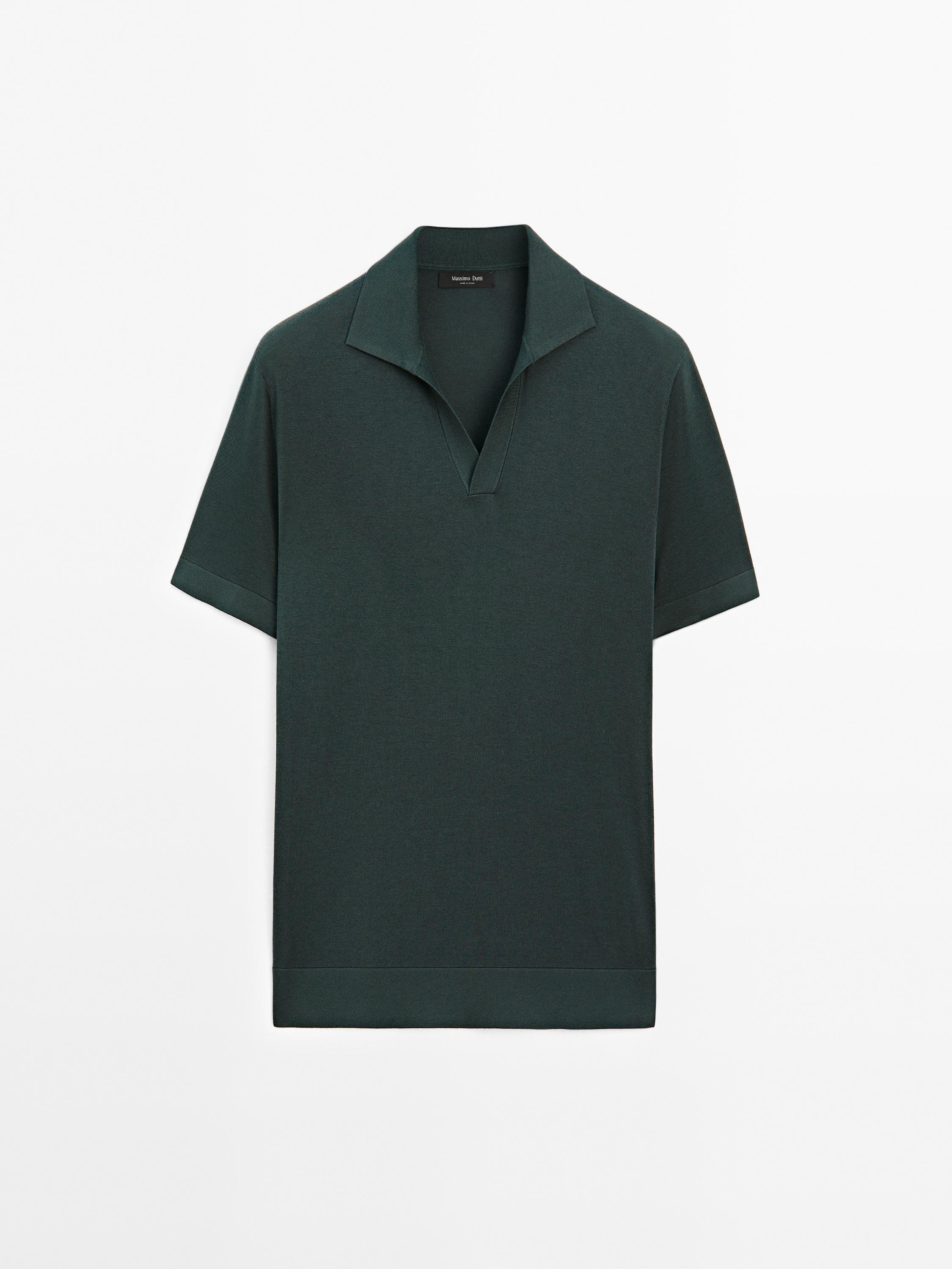 Knit V-neck polo shirt