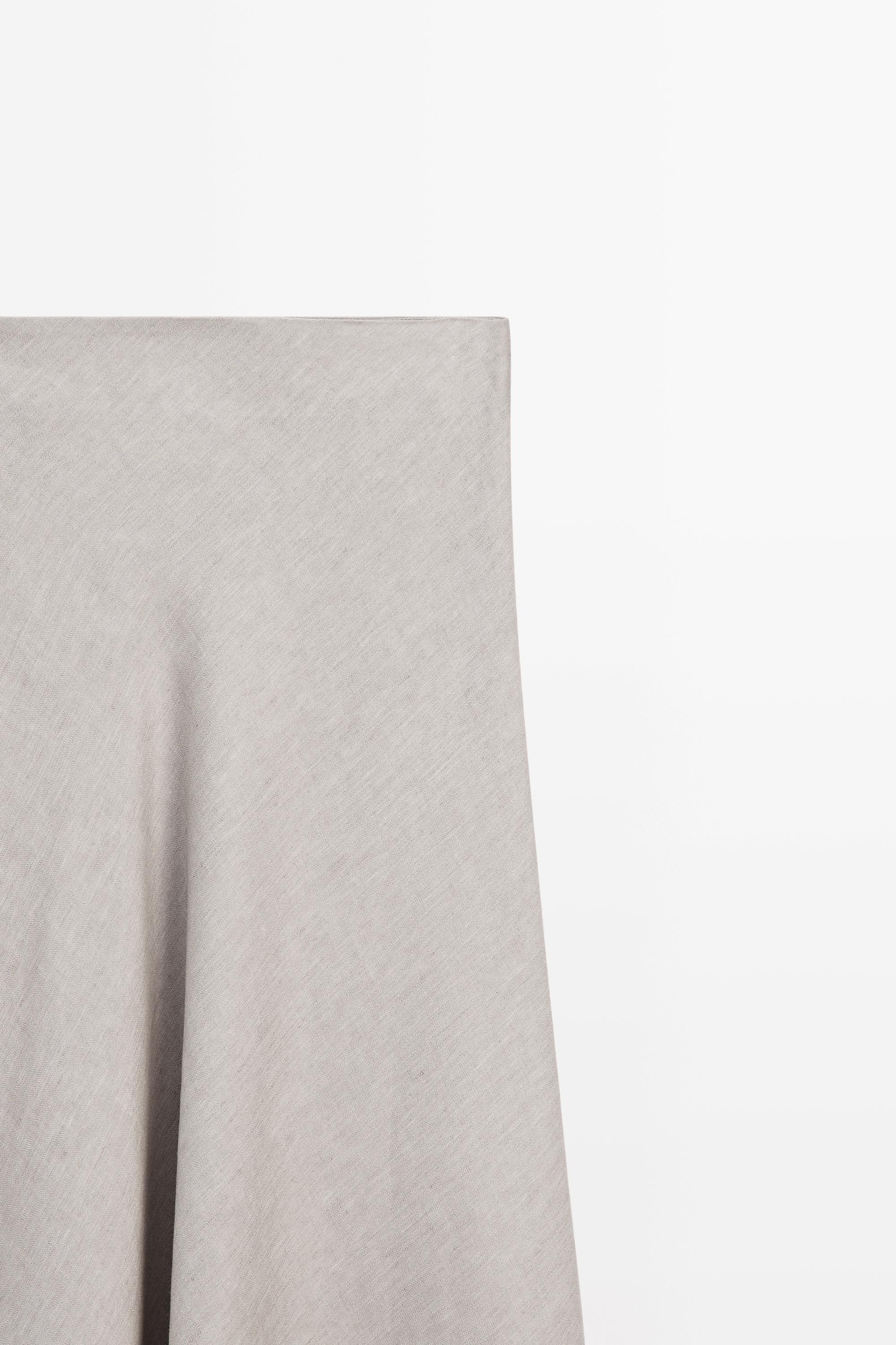 STUDIO Linen Blend Flounce Skirt — STONE