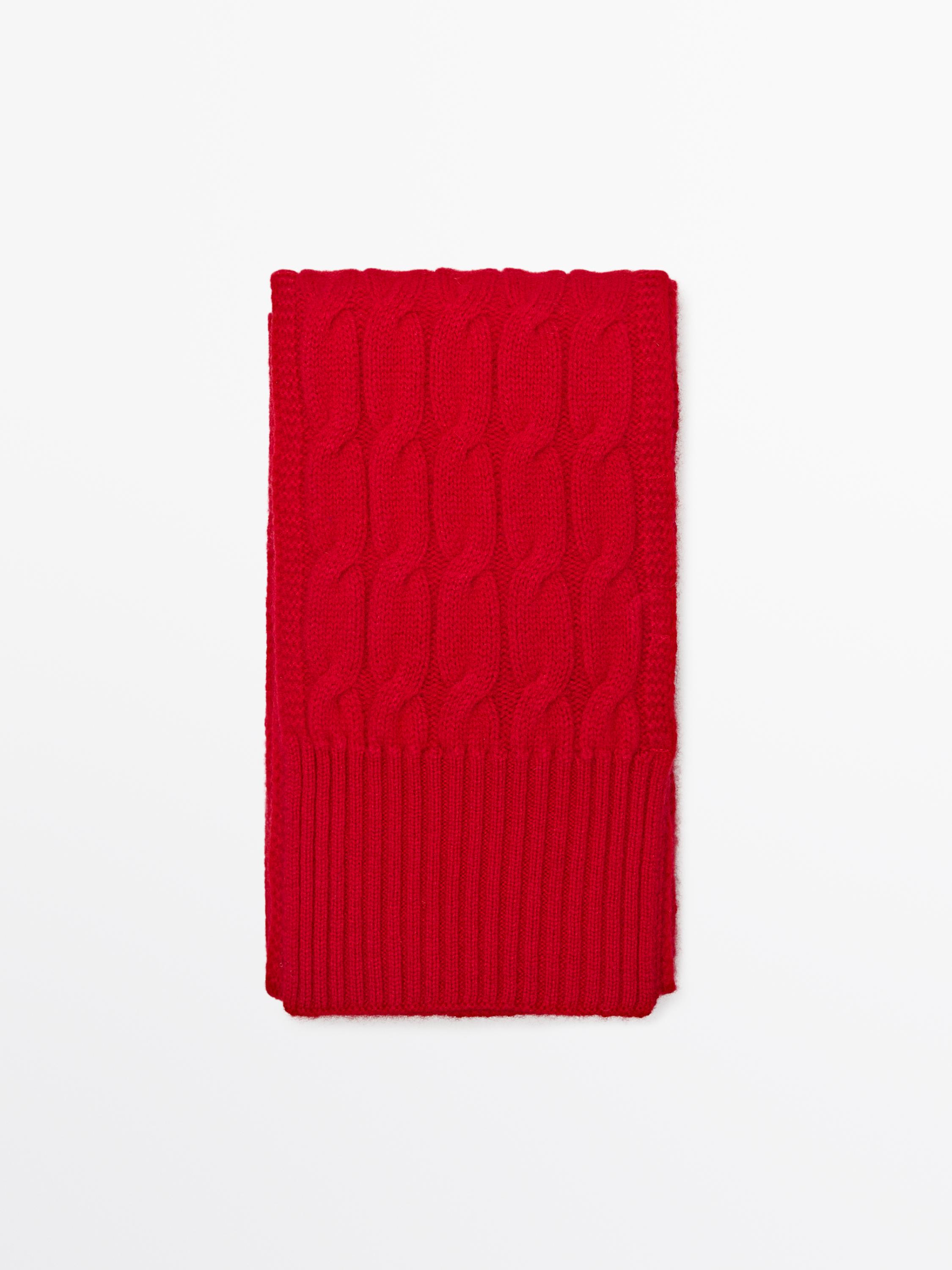 Schal aus Wollmischgewebe mit Zopfmuster