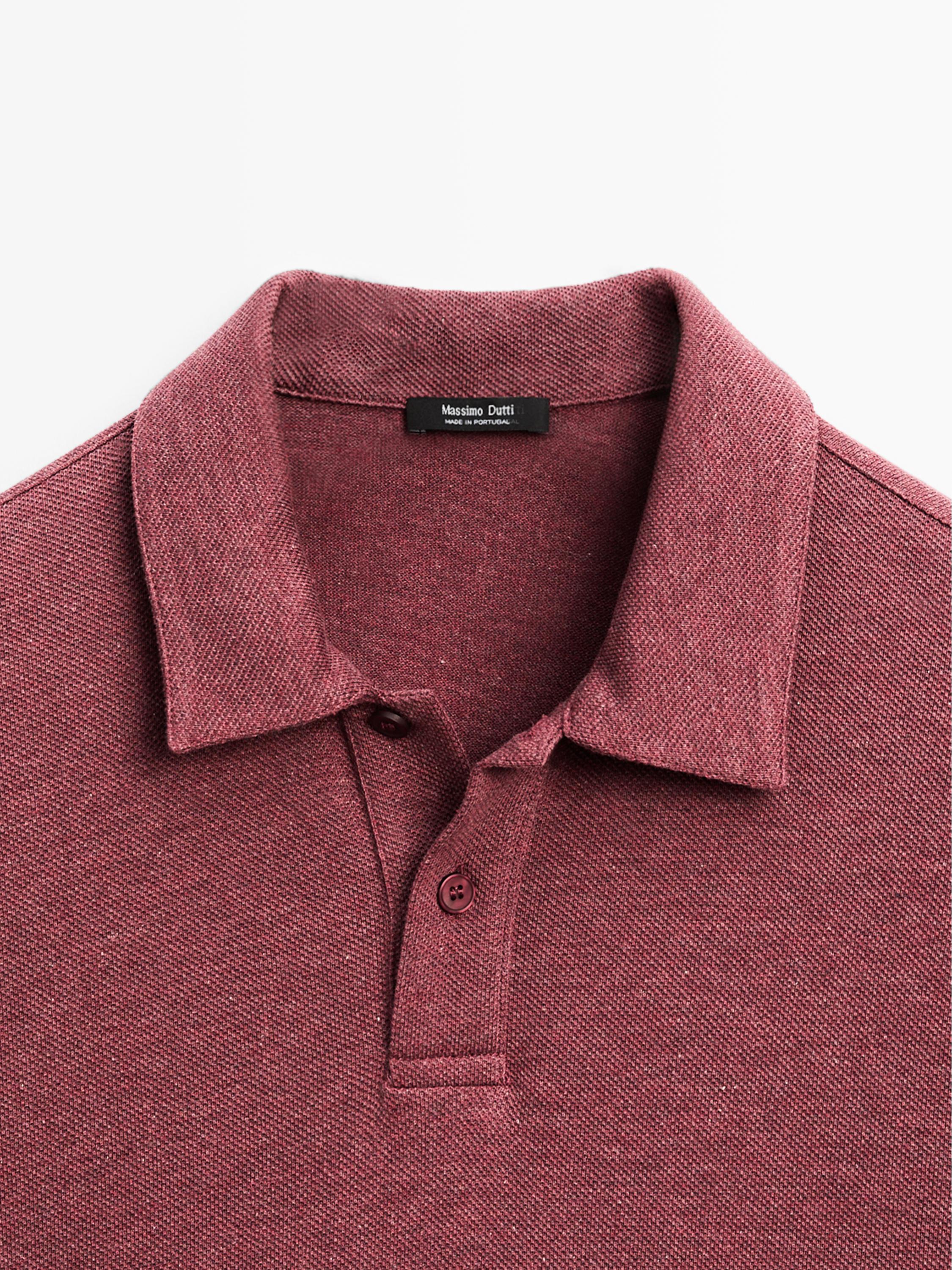 Textured piqué short sleeve polo shirt
