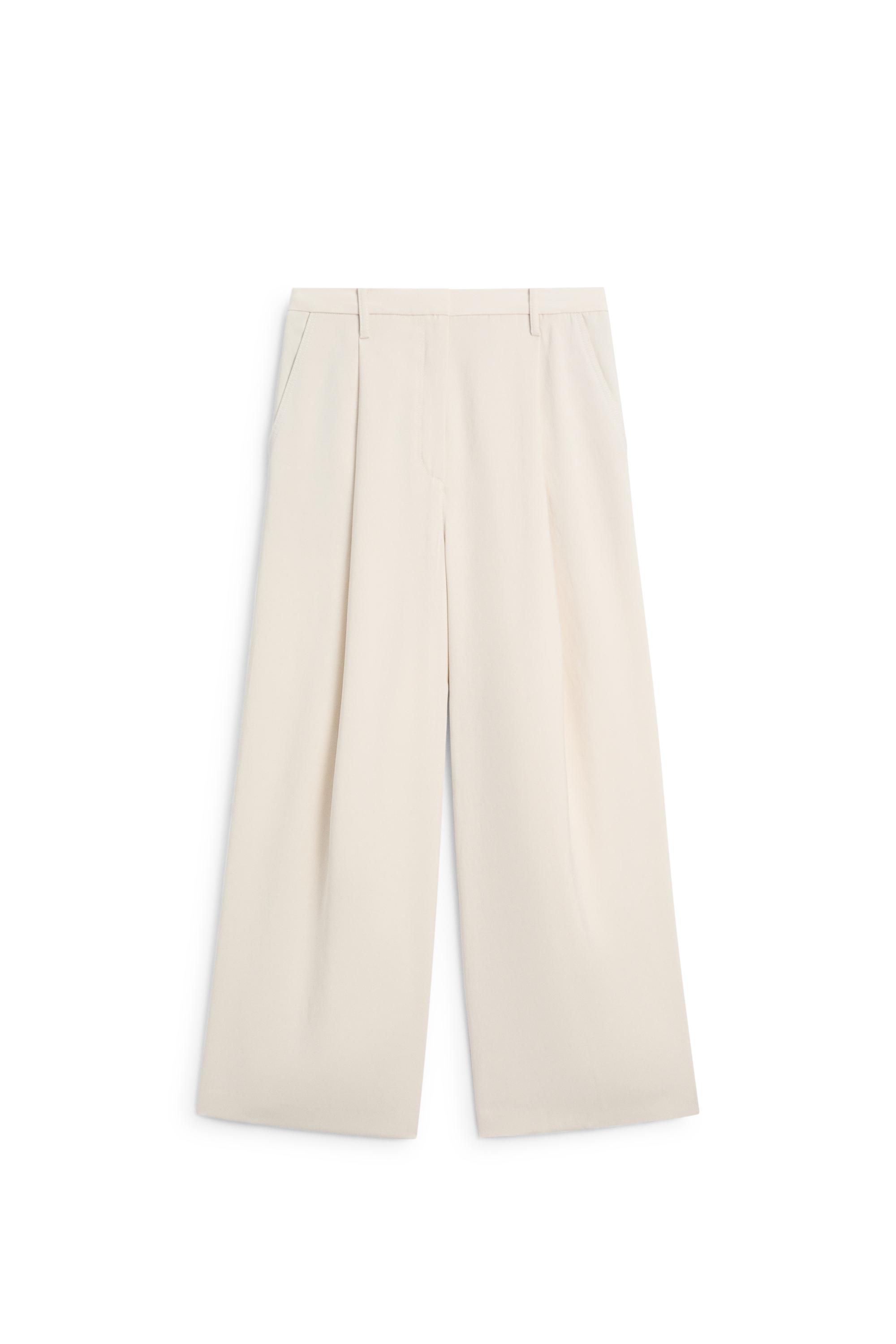 Flowing cropped wide-leg pants — CREAM