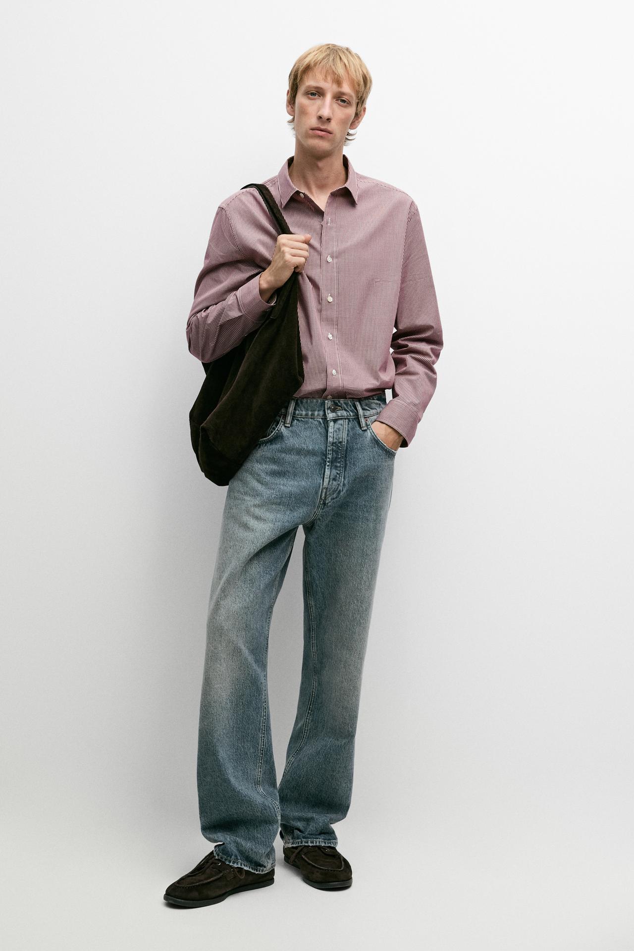 Regular fit gingham shirt — DARK PINK