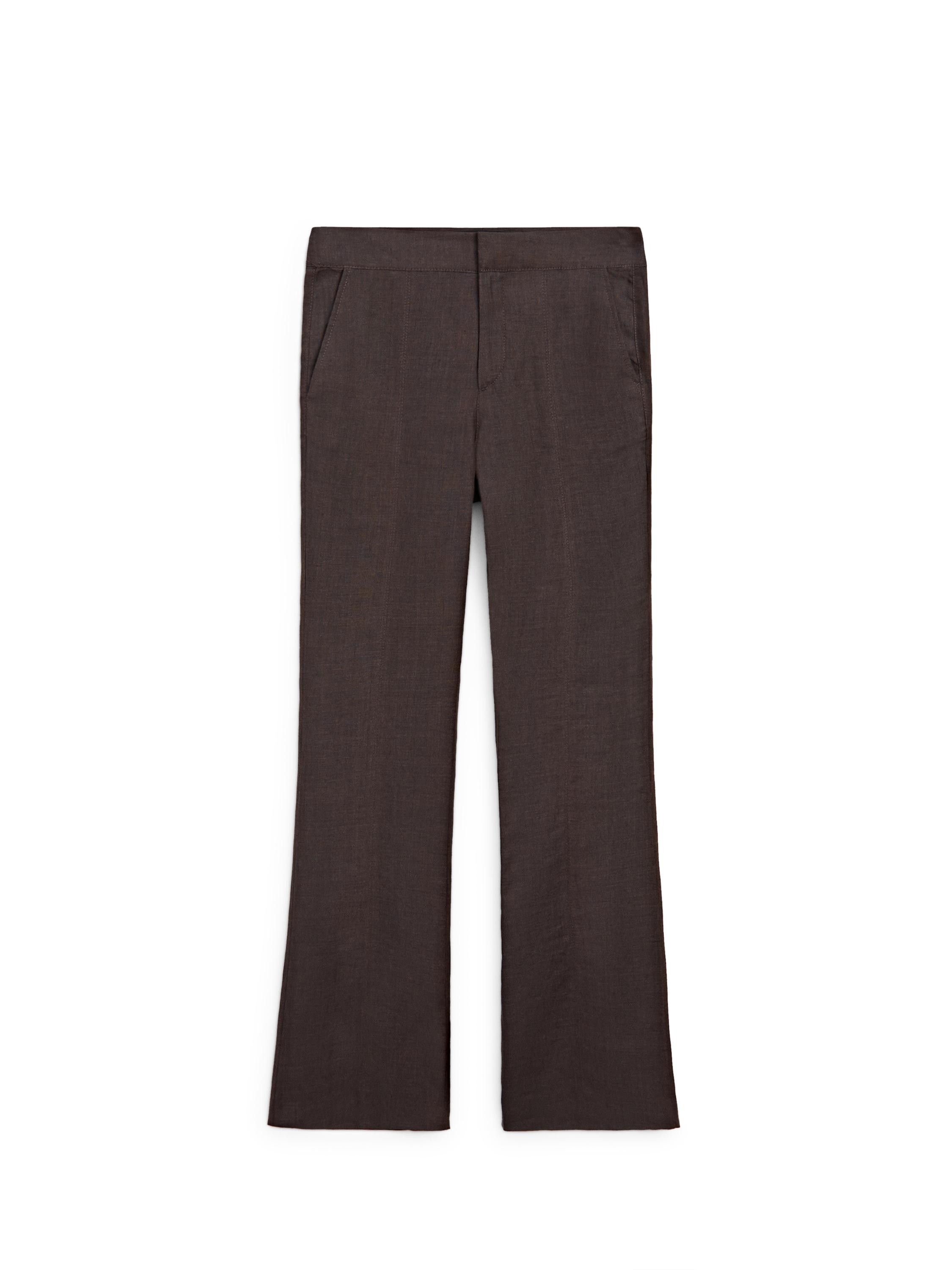 100% linen kick flare trousers — VIOLET