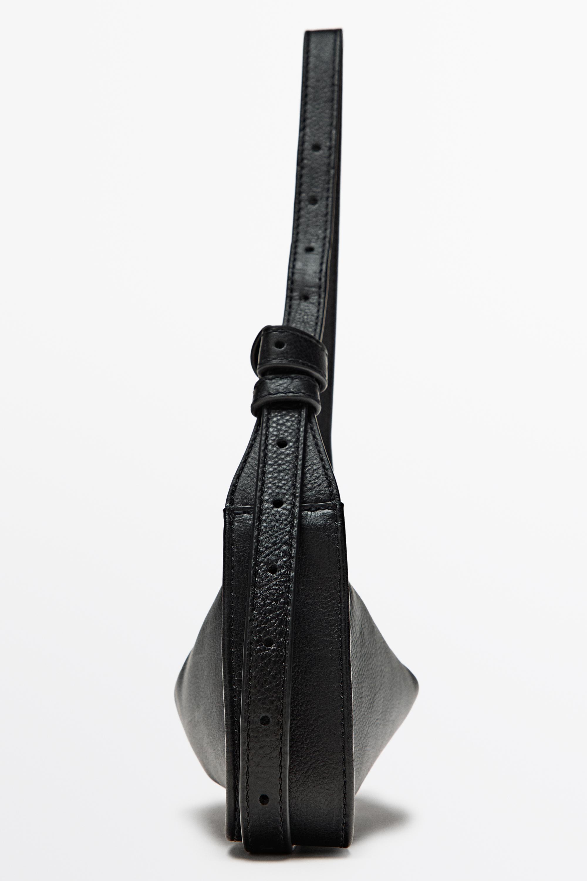 Mini leather shoulder bag — BLACK