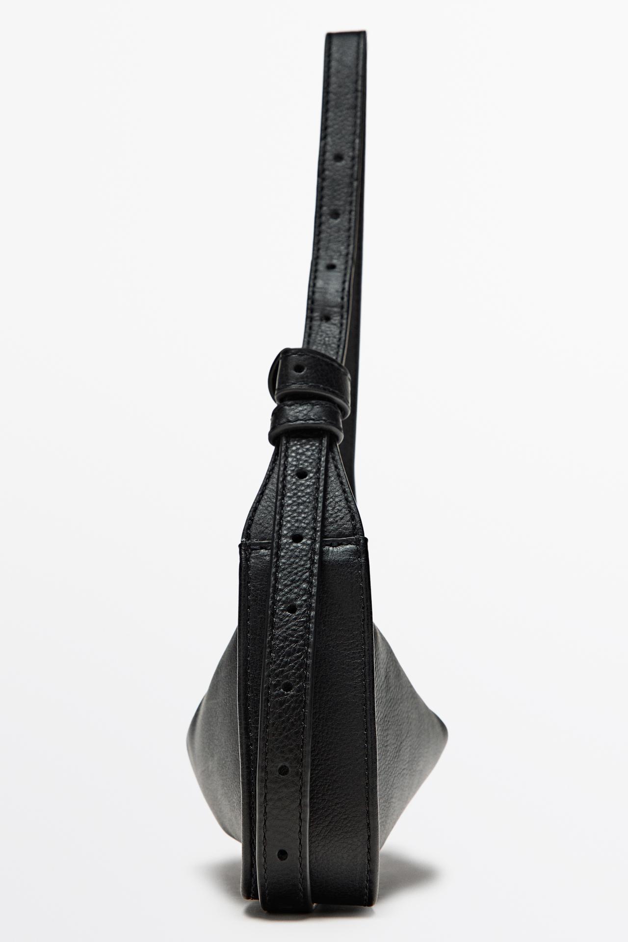 Mini leather shoulder bag — BLACK