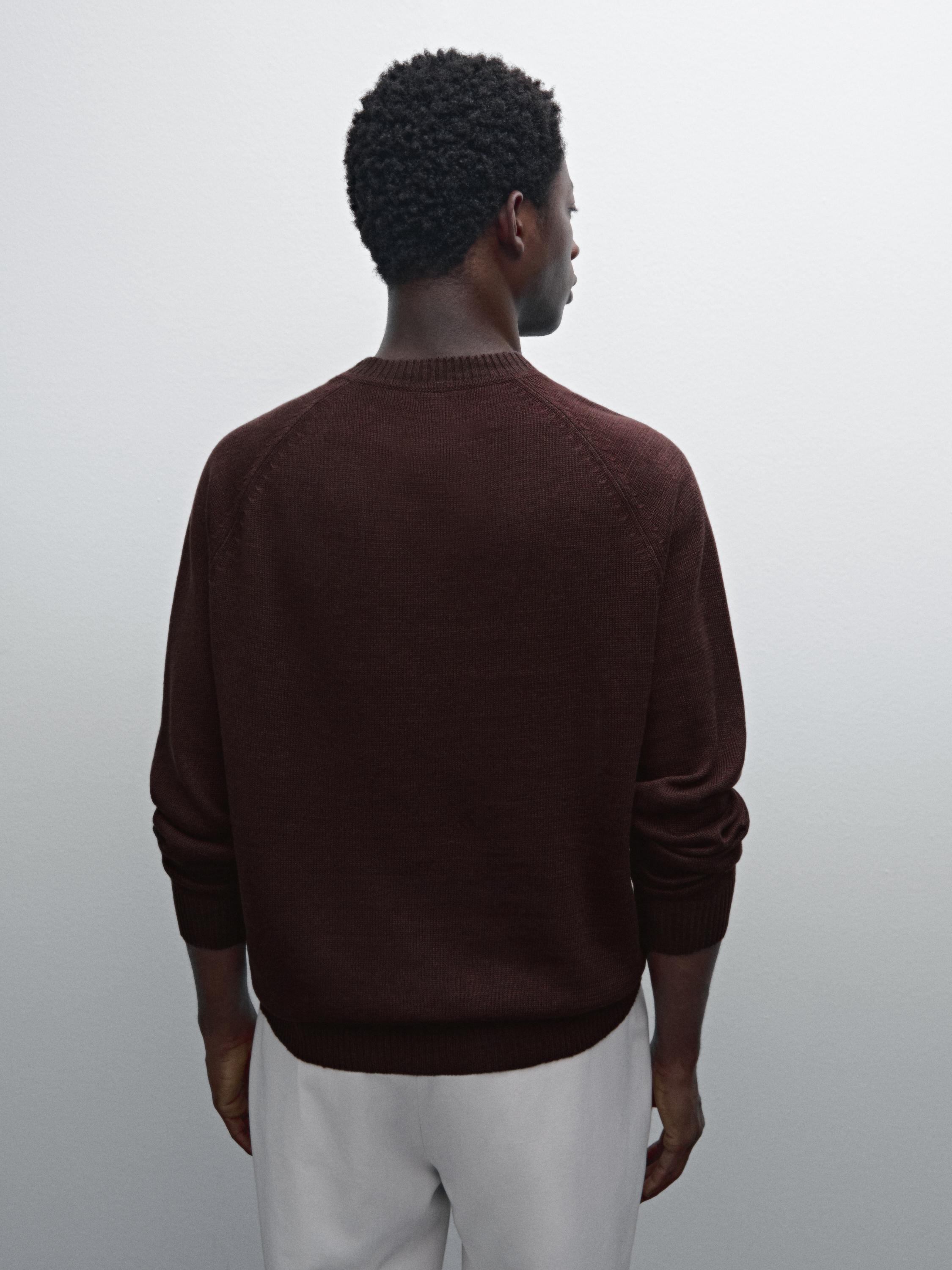 Linen blend crew neck sweater